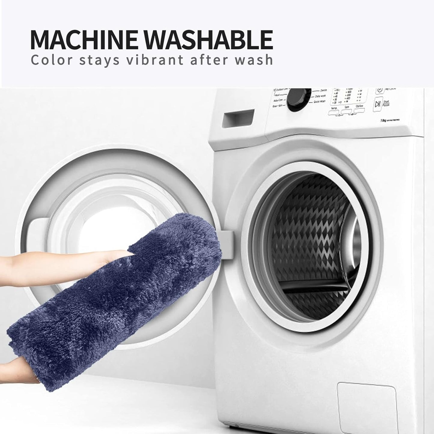 FIFU Bathroom Runner Rug 24" W x 60" L, Bath Mats for Bathroom, Bedroom & Kitchen, Non-Slip Rubber Latex Backing, Comfort & Soft Shower Bathmat & Carpet for Sink, Home & Hallways, Navy Blue