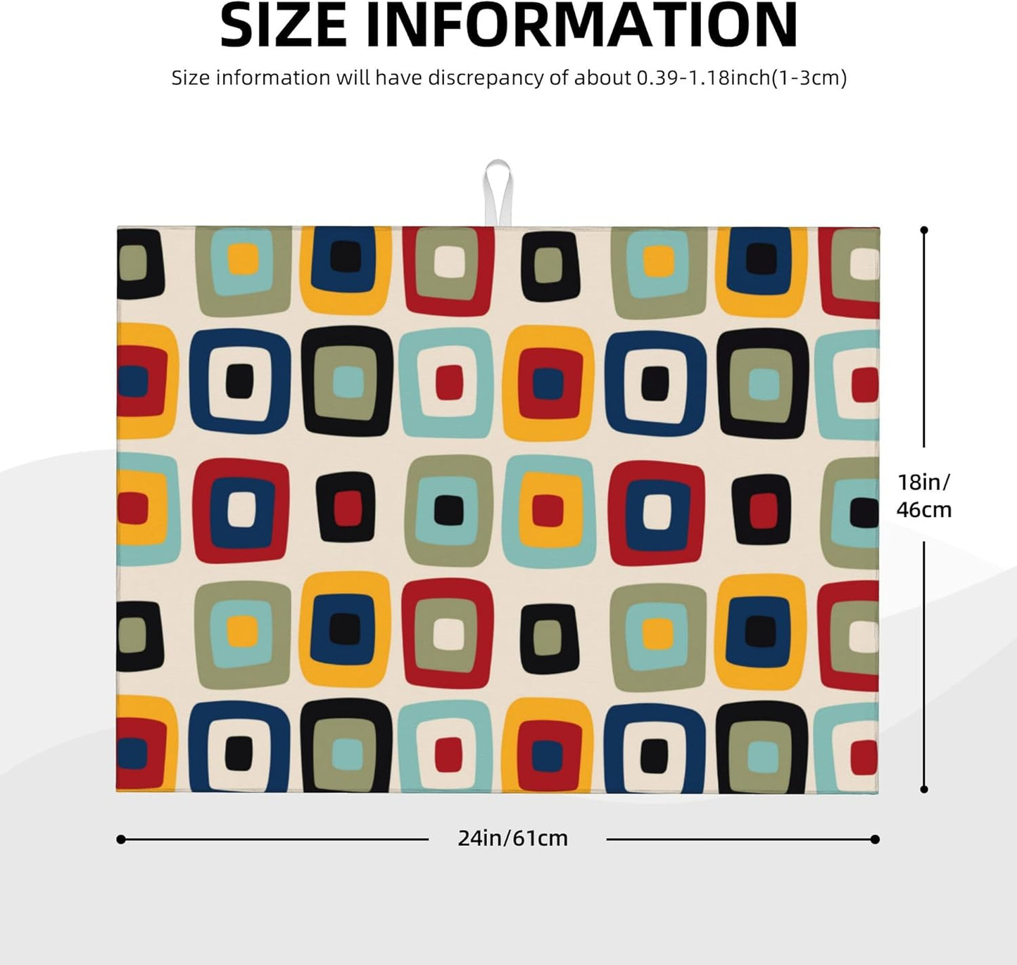 Mid Century Modern Retro Dish Drying Mat for Kitchen Counter Vintage Decorative Dish Drainer Rack Mats Washable Absorbent Reversible Microfiber Drying Pad Kitchen Accessories 18"x24"