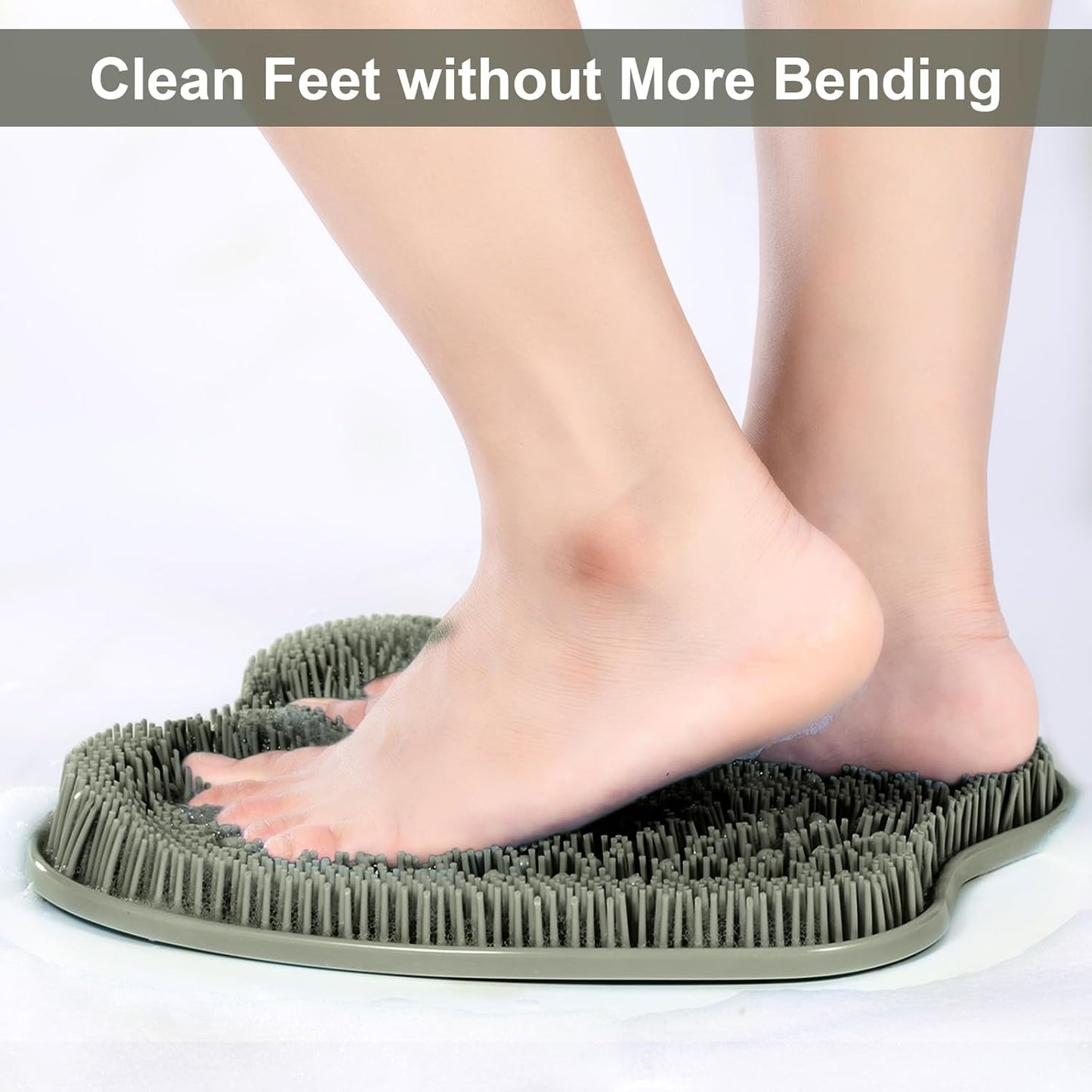 BESKAR Shower Foot Scrubber Mat with Non-Slip Suction Cups, Foot Spa Brush for Cleaning & Exfoliating Your Feet No Bend, Foot Points Reflexology Mat for Relax Your Feet