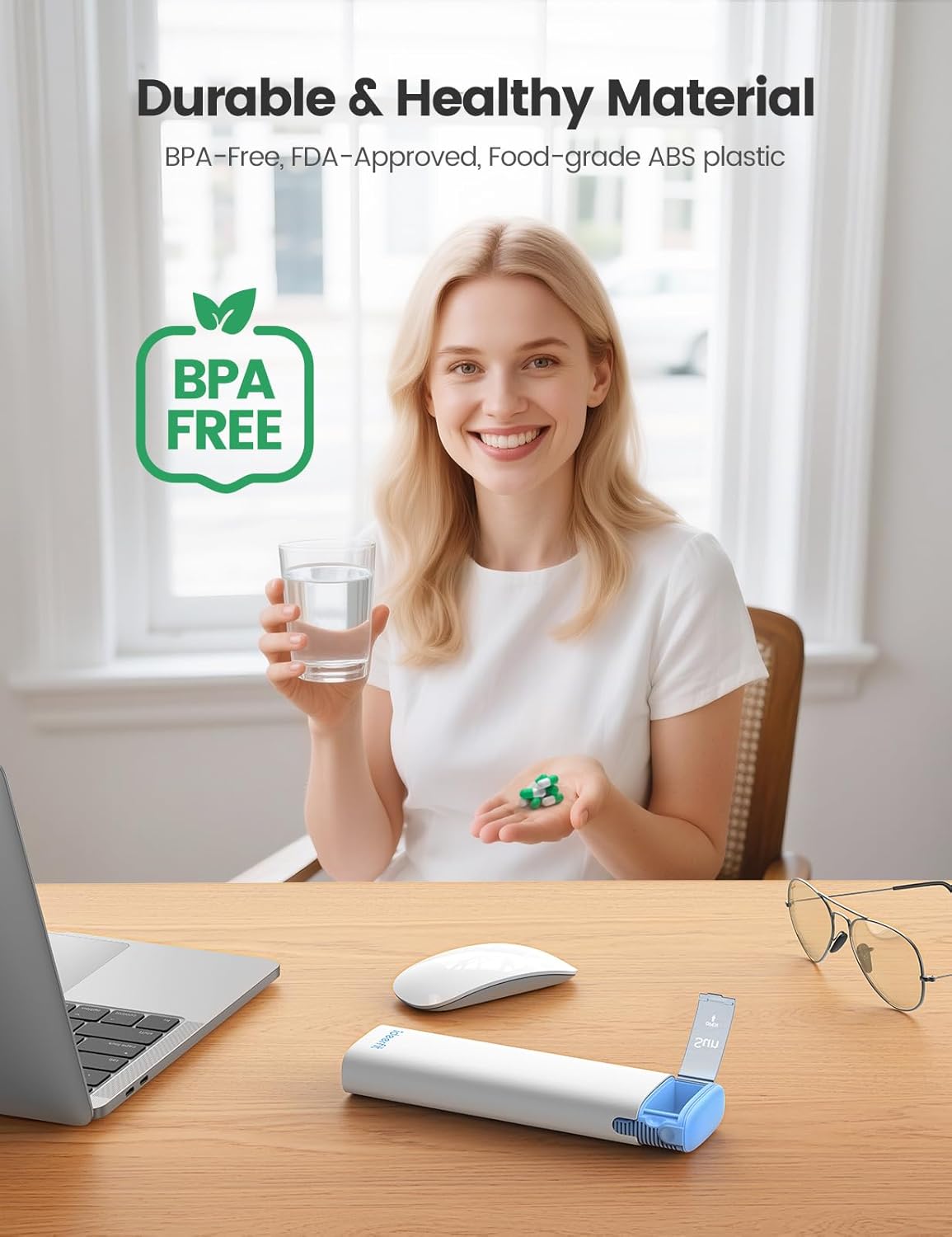 Weekly Travel Pill Organizer,Ideerfit Small Pill Box 7 Day,Portable Pill case,Daily Medicine Box,Drawer Design Pill Container for Medication, Vitamins, Fish Oils, Supplements,Pink