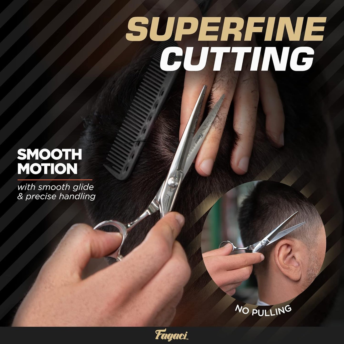 Fagaci Professional Hair Scissors 6" - Extremely Sharp Blades, Fine Cutting Shears Set for Men and Women, Barber Scissors Kit