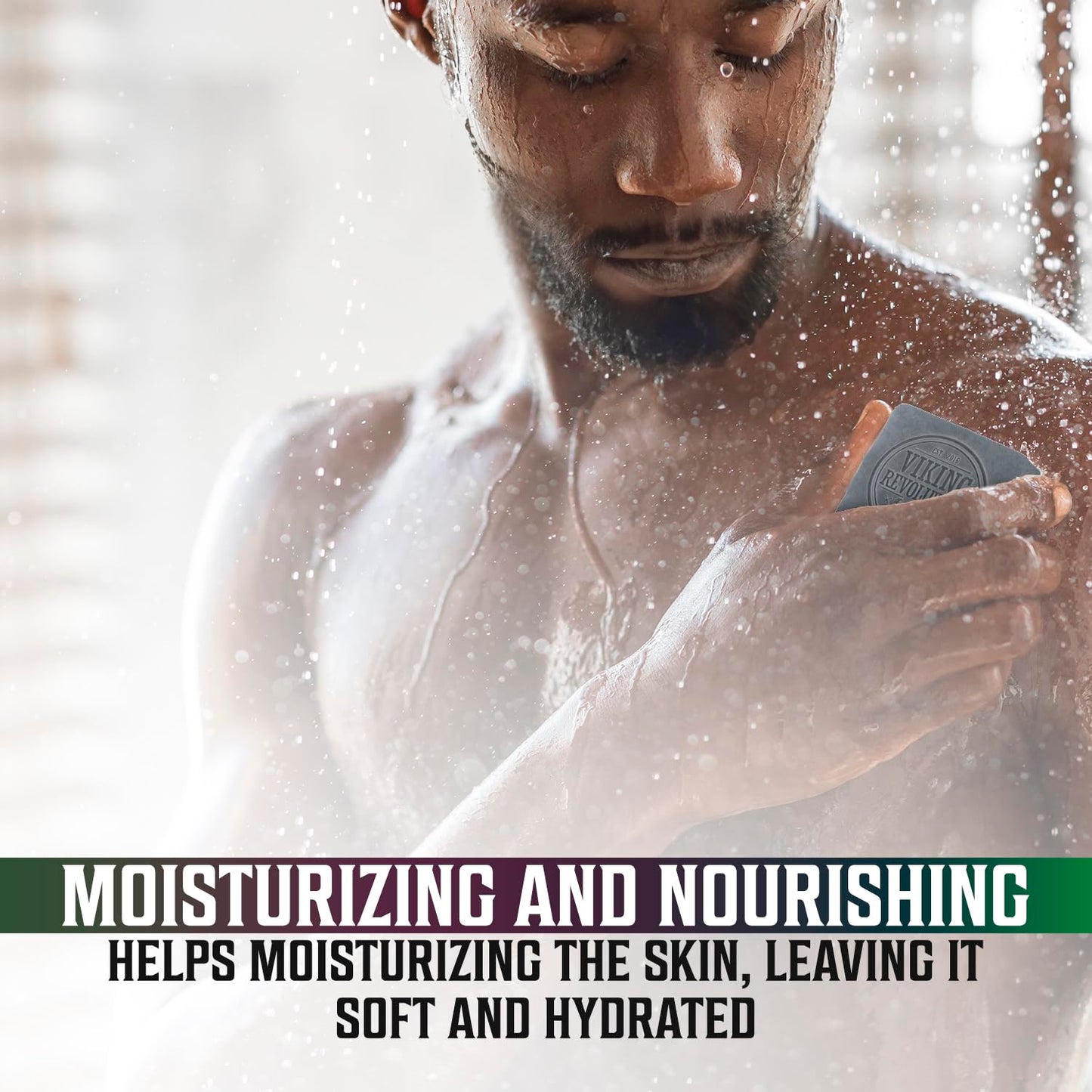 Viking Revolution Natural Soap for Men - Mens Soap Bar with Essential Oils Cold Pressed Bar Soap for Men - Nourishing Soap with Tea Tree, Clary Sage, Peppermint Eucalyptus, Bergamot (4 Pack)