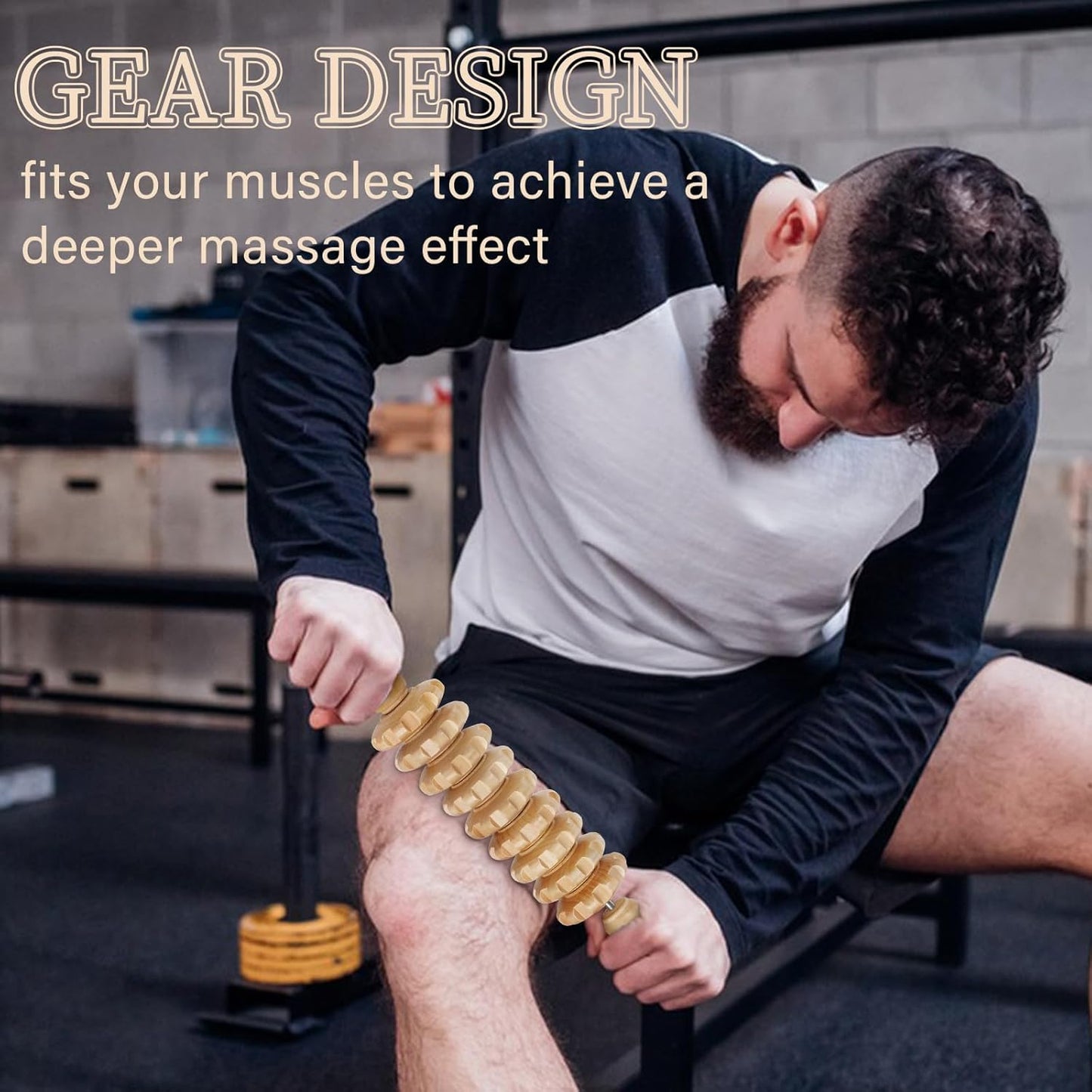 Liitrton Manual Wooden Fascia Massage Roller Trigger Points for Release Cellulite Sore Muscle Blasting (White)