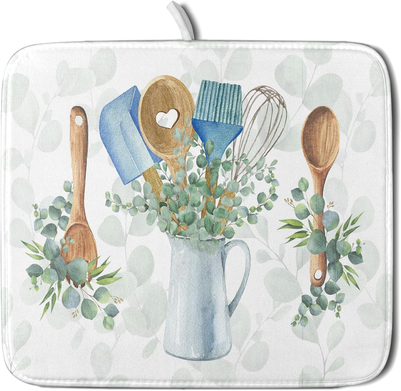 Sage Green Dish Drying Mat for Kitchen Counter, Cooking Supplies Reversible Dish Drainer Rack Pad Fast Dry Kitchen Accessories 16x18 Inch