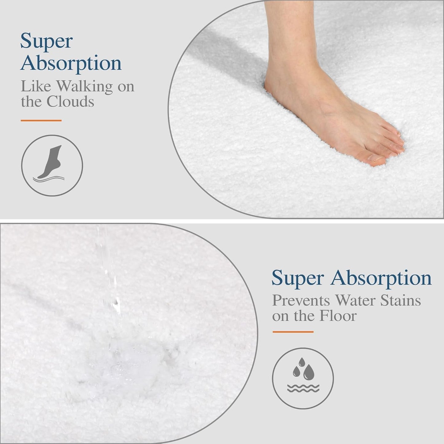 Walensee Large Bathroom Rug (24 x 60, White) Extra Soft and Absorbent Shaggy Bathroom Mat Machine Washable Microfiber Bath Mat for Bathroom, Non Slip Bath Mat, Luxury Bathroom Floor Mats Rubber Back