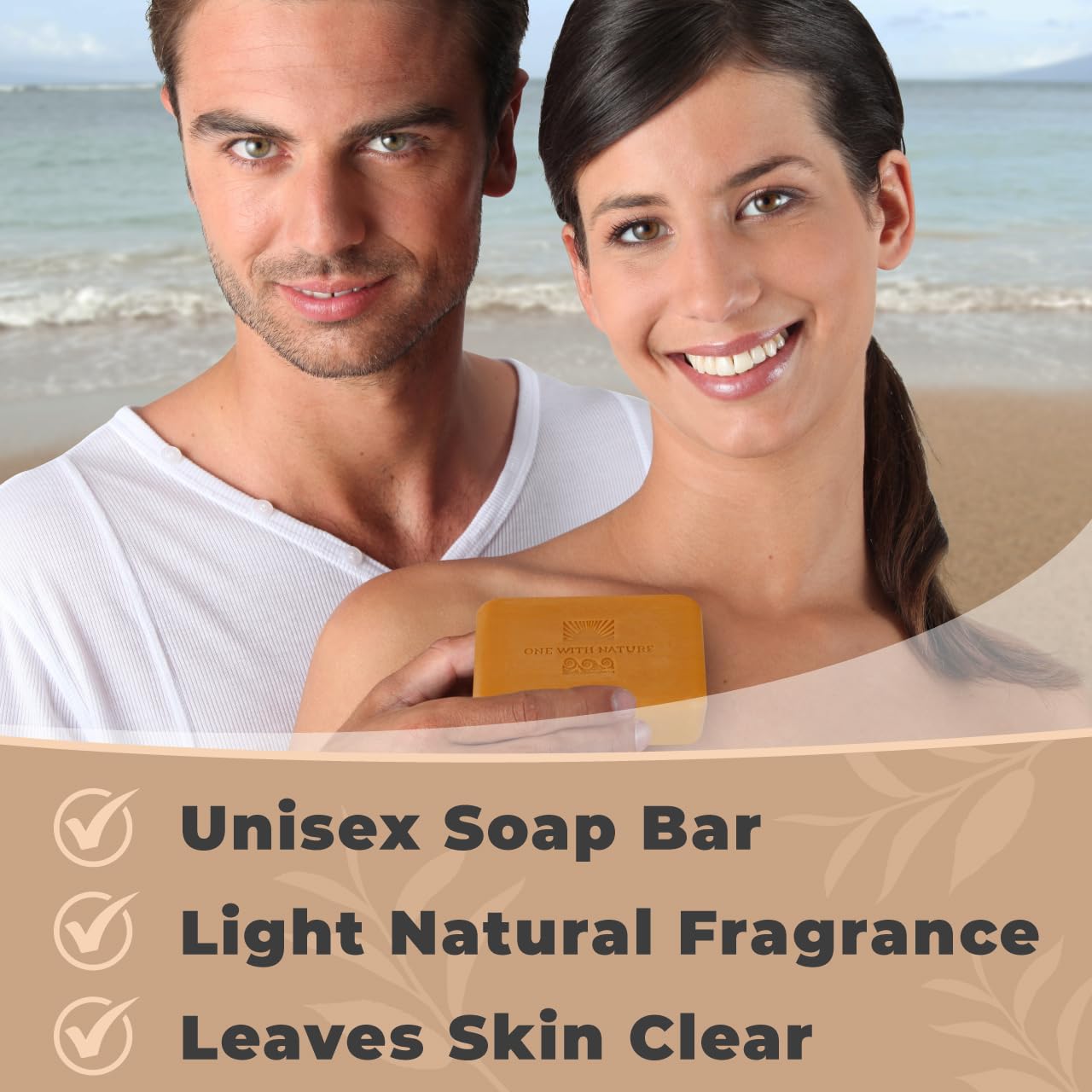 One With Nature Dead Sea Salt Turmeric Soap 7oz 3-Pack – Purifying and Exfoliating Soap Bar with Dead Sea Minerals and Honey for Face & Body, for Men & Women