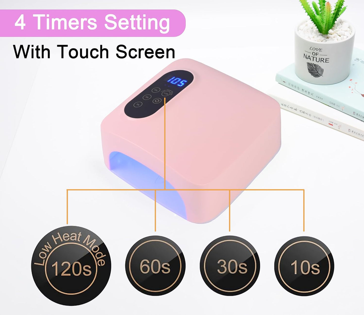 𝐔𝐩𝐠𝐫𝐚𝐝𝐞𝐝 72W Cordless Led Nail Lamp, Rechargeable Nail Dryer, Portable Gel UV Led Nail Light with Metallic Reflector Base, Professional Gel Curing Lamp with 4 Timer Setting for Home and Salon