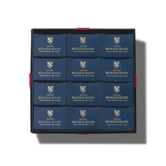 Caswell-Massey Woodgrain Sandalwood Natural Bar Soap Gift Set - Moisturizing Triple-Milled Body Soap for Men - Plant-Based with Essential Oils for Soft Skin, Cruelty-Free, USA Made, 12 Bars x 5.8 oz