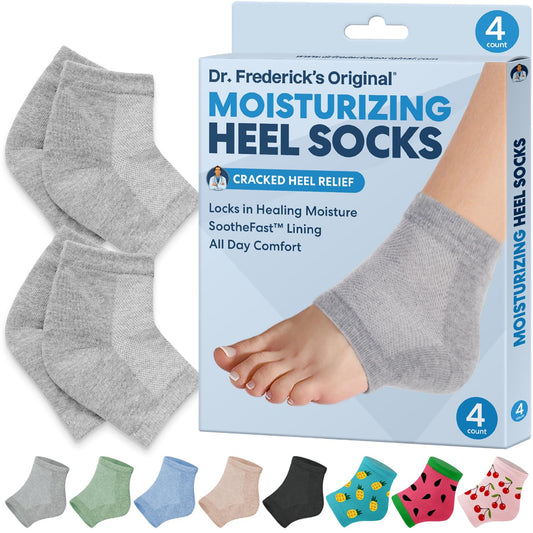 Dr. Frederick's Original Moisturizing Heel Socks for Cracked Heel Treatment - 2 Pairs - Stop Cracked Heels in Their Tracks
