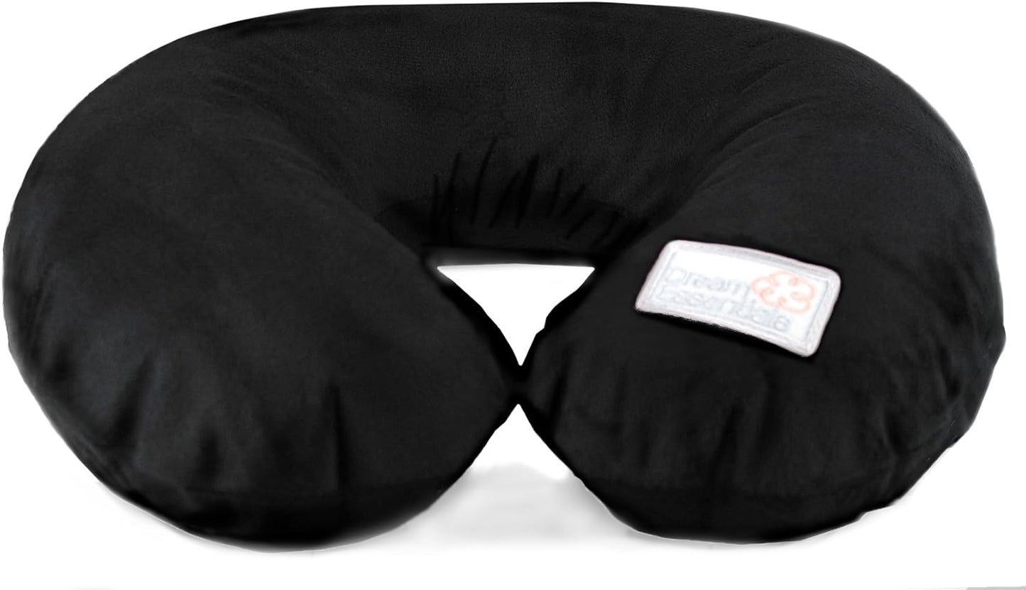 Wild Essentials Inflatable Travel Neck Pillow, U-Shape with Washable Soft Cover (Black)