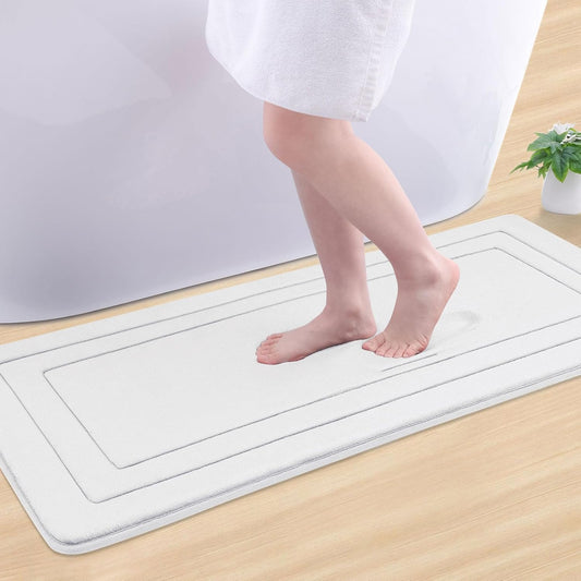Arotive Memory Foam Bathroom Rug Mat 47x17, Ultra Soft and Absorbent Bath Mat, Machine Wash Dry, Comfortable Bath Rug Carpet for Bathroom Floor, Tub and Shower, Ivory