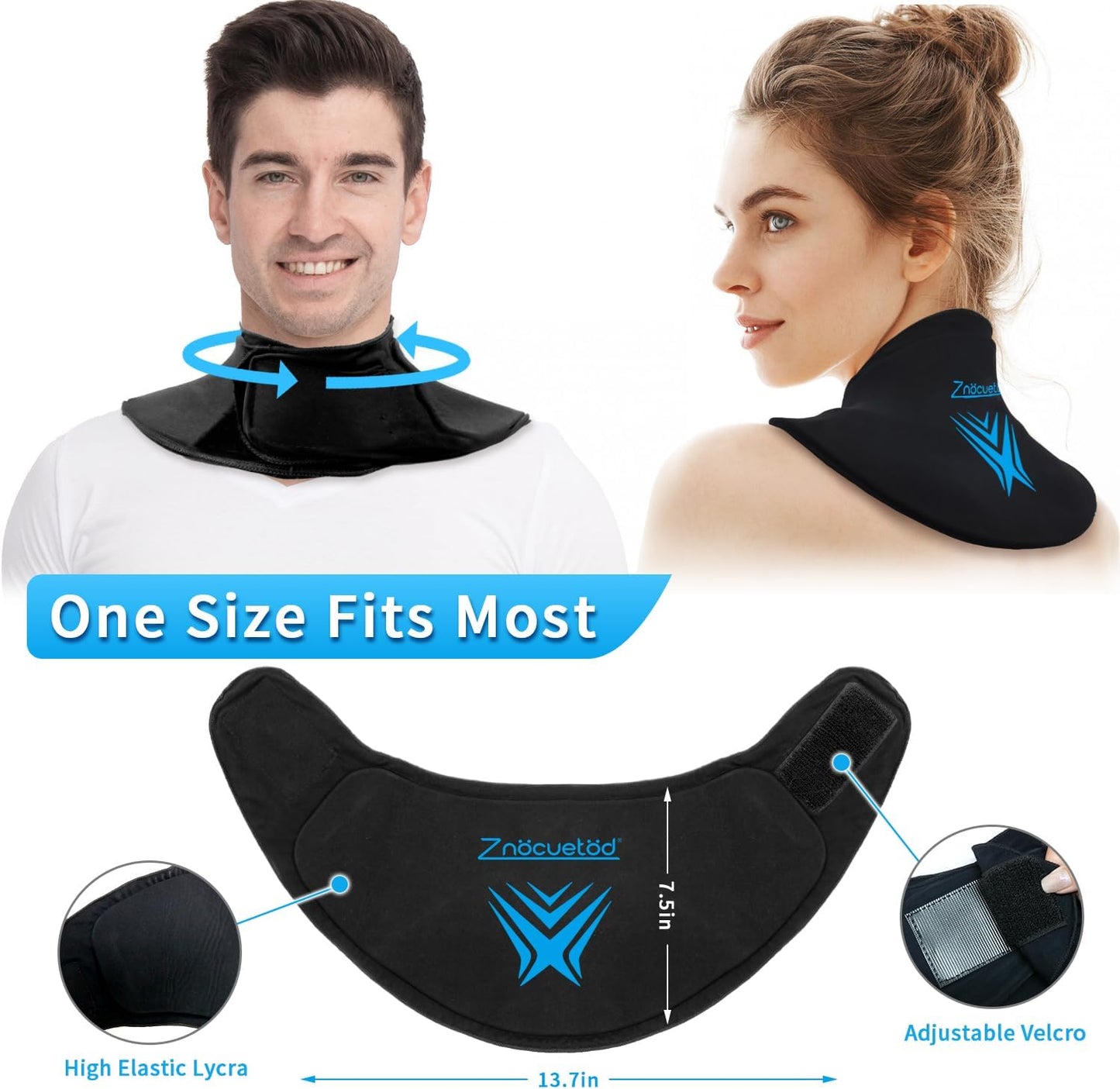 Neck Ice Pack Wrap Reusable Gel Ice Packs for Cervical Injuries Pain Relief, Flexible Cold Hot Compress Therapy for Shoulder Swelling, Bruises, Stiff Neck, Migraine, Surgery Recovery