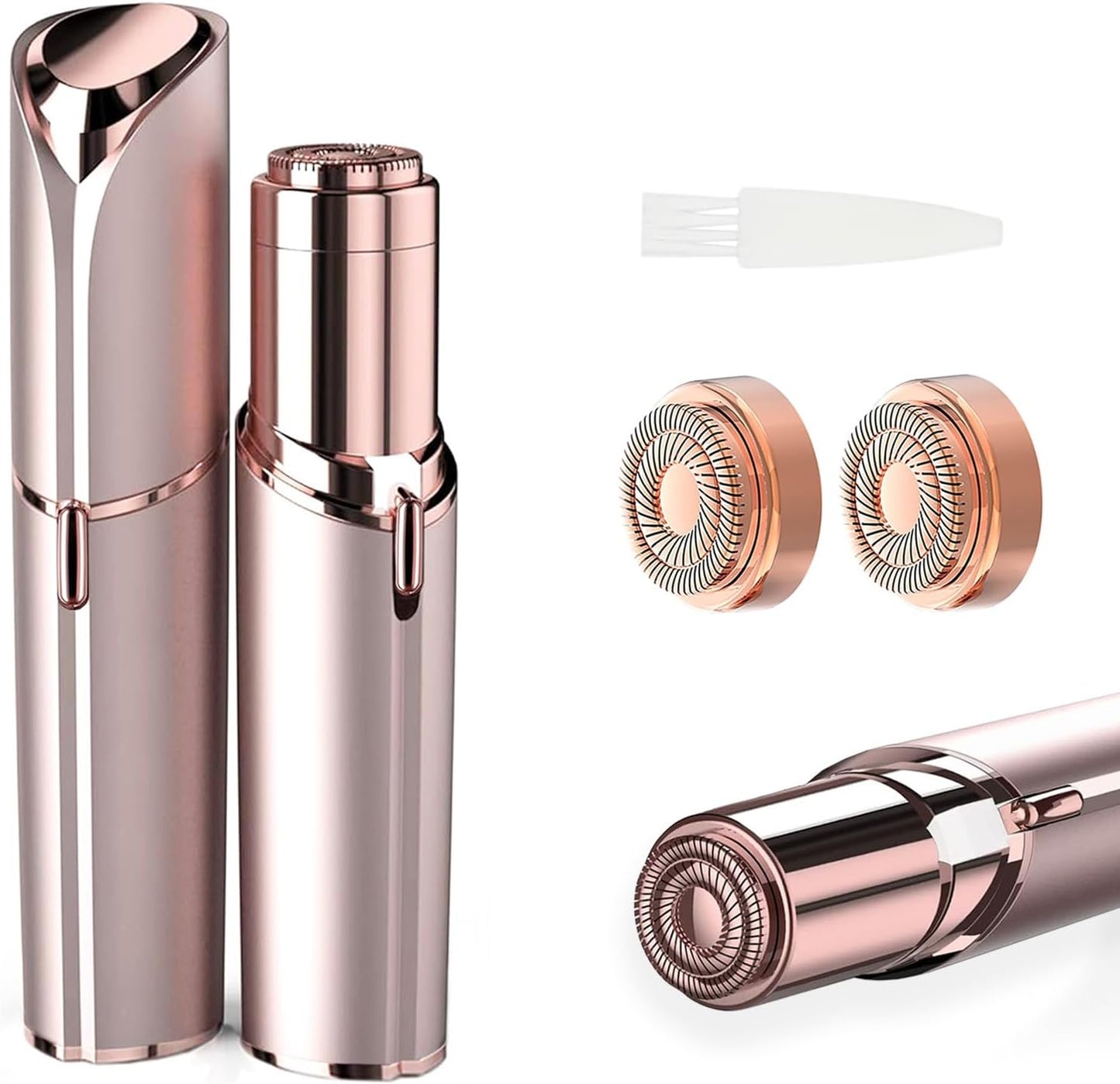 Women Facial Hair Removal Device Battery Operated with 2 Replacement Heads,Ladies Face Shaver for Peach Fuzz Upper Lip,Chin,Facial Hair Removal for Women