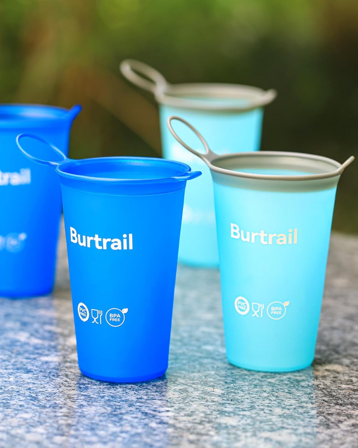 Collapsible Cup Foldable Running Water Cup,200 ml/6.8 fl oz-2Packs Color Mixing Protable Collapsible Cups for Traveling Backpacking Running-BPA Free,SeaBlue & SkyBlue