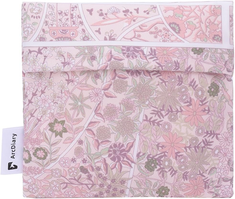 Period Bag for Teen Aged Girls, Portable Sanitary Pad Storage Bag for Teen Pads/Sanitary Napkins/Small Tampons, Feminine Menstrual Cup Pouch (Peach Blossoms)