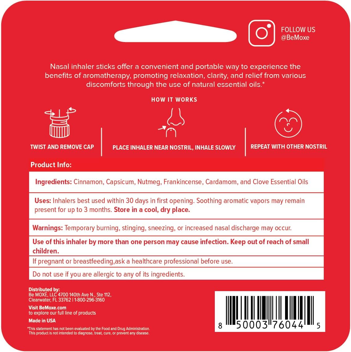 MOXE Blaze Nasal Stick | Calming Comfort + Mental Balance | Thieves Oil Inhaler Provides Soothing Spicy Sensation | Aromatherapy Inhaler with 100% Pure Essential Oils, Frankincense (1 Pack)