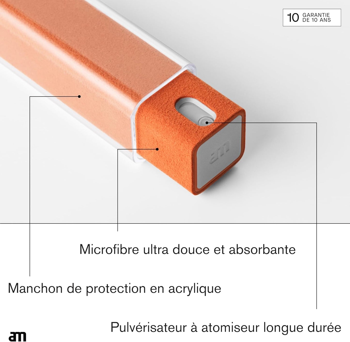 am Screen Cleaner Mist Spray with Microfiber Cloth Around – Alcohol-Free, Streak-Free Screen Cleaning Kit for Smartphones, Tablets, Laptops, Smart TVs & Car Screens, 1 Pack, Orange