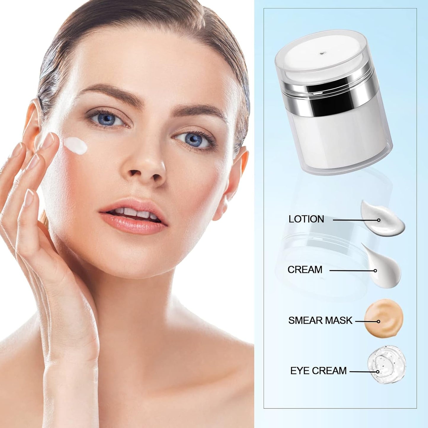 Airless Pump Jar - 1.0 Oz Air Pumps Container, Pump Moisturizer Container Empty Subpackage Makeup Jar Vacuum Bottle Dispenser