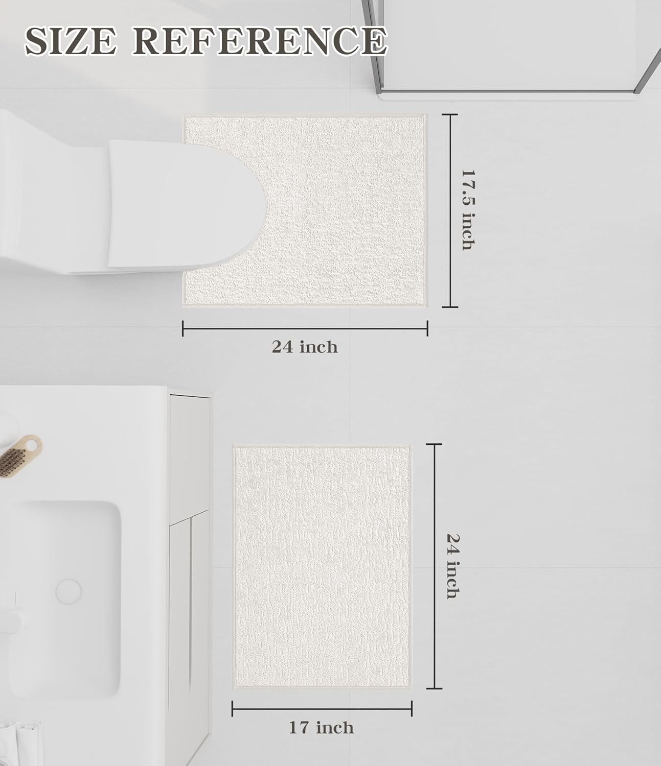 chakme Bathroom Rug Sets 2 Piece, Ultra Thin Bath Mat Quick Dry Bath Mat Set, Absorbent Bath Mat for Bathroom Non Slip Machine Washable, (White, 2 Piece)