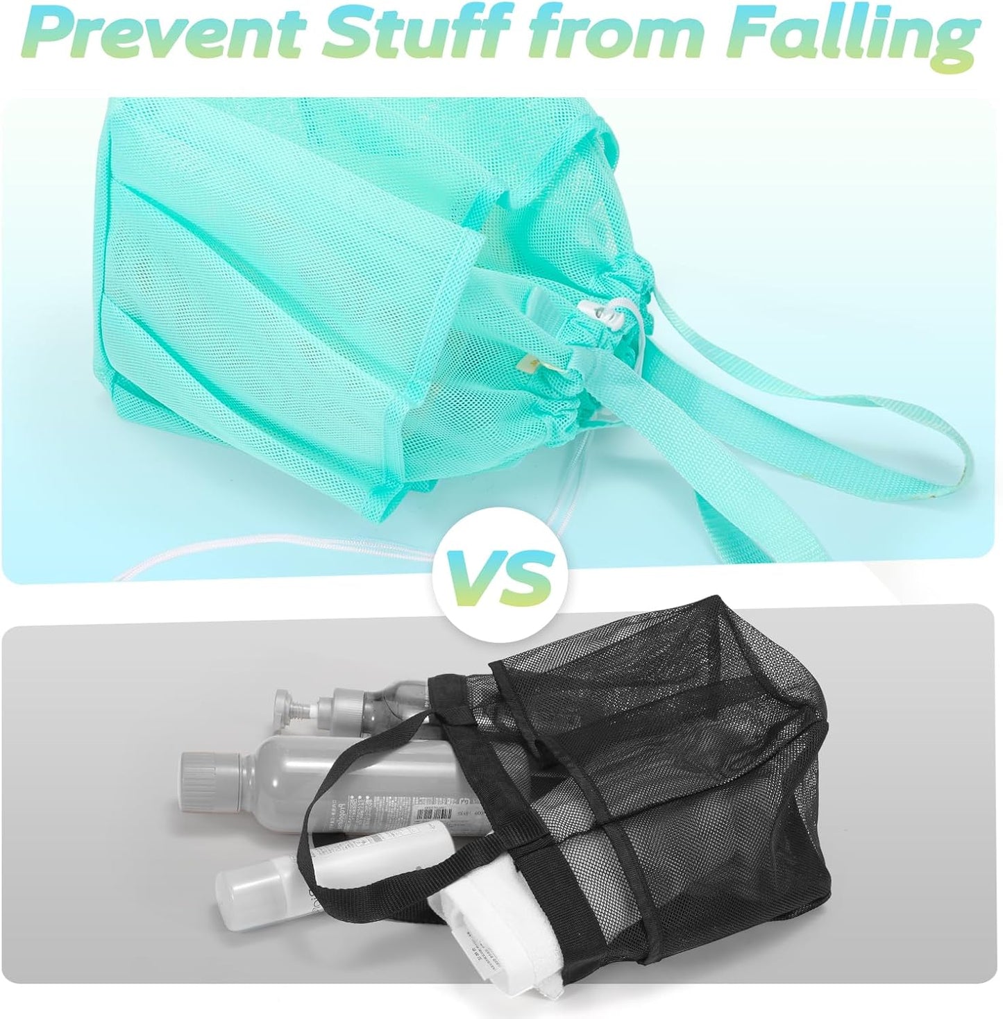 Mesh Shower Caddy Portable, Dorm Room Essentials for College Students Girls and Guys, Blue Large Capacity Shower Bag for Bathroom,Camping,Gym