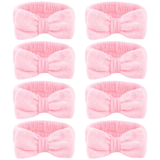 CIEHER 8 Pcs Spa Headbands for Women Girls' Party, Bachelorette Party Favors - Pink Spa Makeup Headband for Teen, Party Gifts for Birthday Skincare Makeup Headbands Face Wash Headbands for Girls