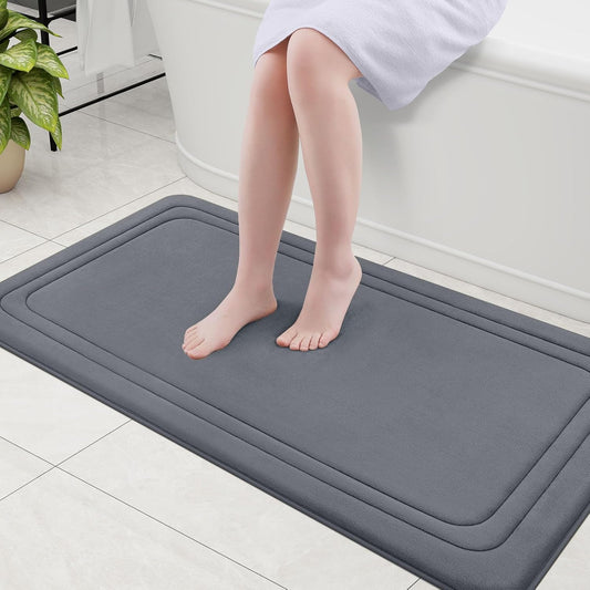 Grandaily Memory Foam Bath Mat Rug 47x24, Ultra Soft, Non-Slip and Absorbent Bathroom Rugs, Machine Wash Dry, Comfortable Bath Carpet for Bathroom Floor, Tub and Shower, Dark Grey