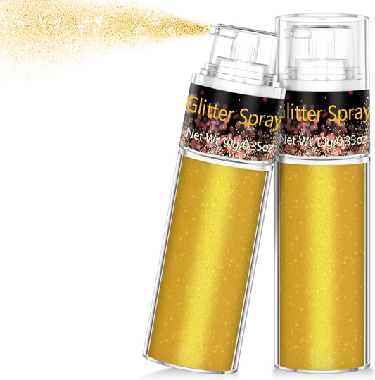 Hair and Body Glitter Spray, 1PC Gold Glitter Hairspray Dry Powder Makeup for Clothes, Festival Rave Prom Loose Sparkle Powder,Holographic Ultra Fine Resin Glitters for Crafts (Gold)