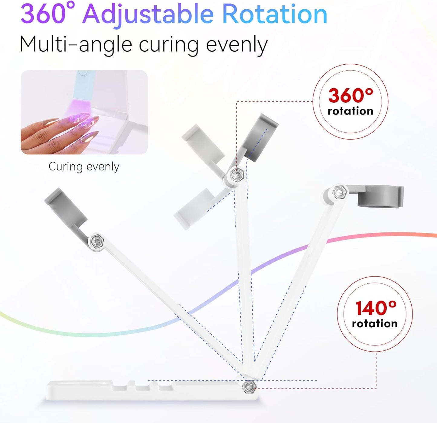 Makartt UV Nail Lamp Stand: Foldable, 360° Adjustable Rotation, Portable, Handsfree, Convenient for Gel Nails Polish Painting Home Salon Manicure