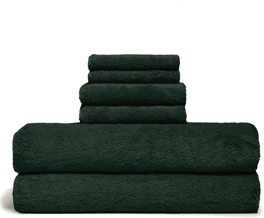 Italic Ultraplush Luxe 6 Piece Towel Set – 2 Bath Sheets, 2 Hand Towels, 2 Washcloths – 800GSM Soft, Highly Absorbent & Quick Drying, Resort Grade 100% Australian Cotton Towels (Deep Forest)