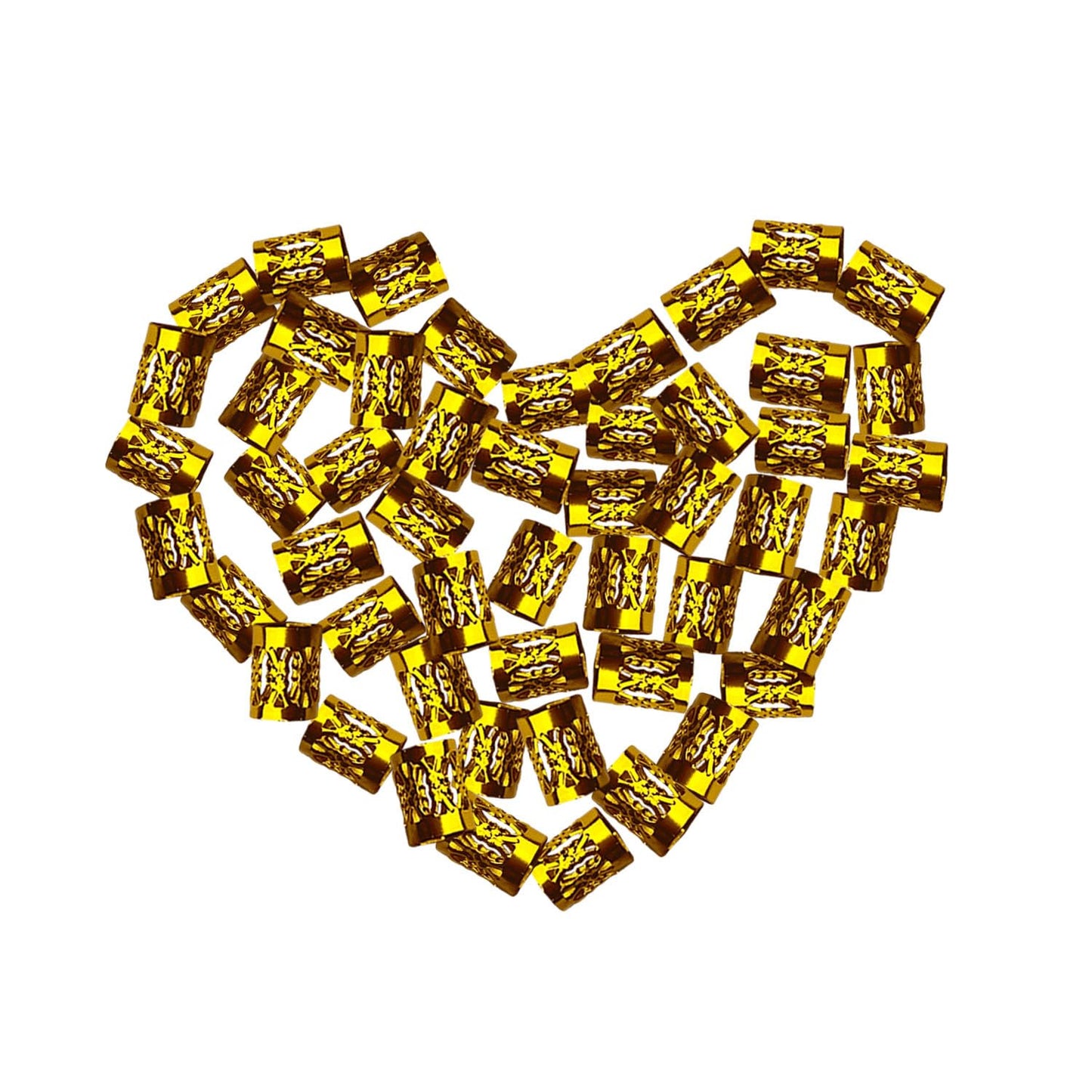 SEVENHEAD 50 Pcs Dreadlock Beads Hair Accessories - Adjustable Hair Rings, Cuffs and Metal Braiding Clips for Braids (Gold)