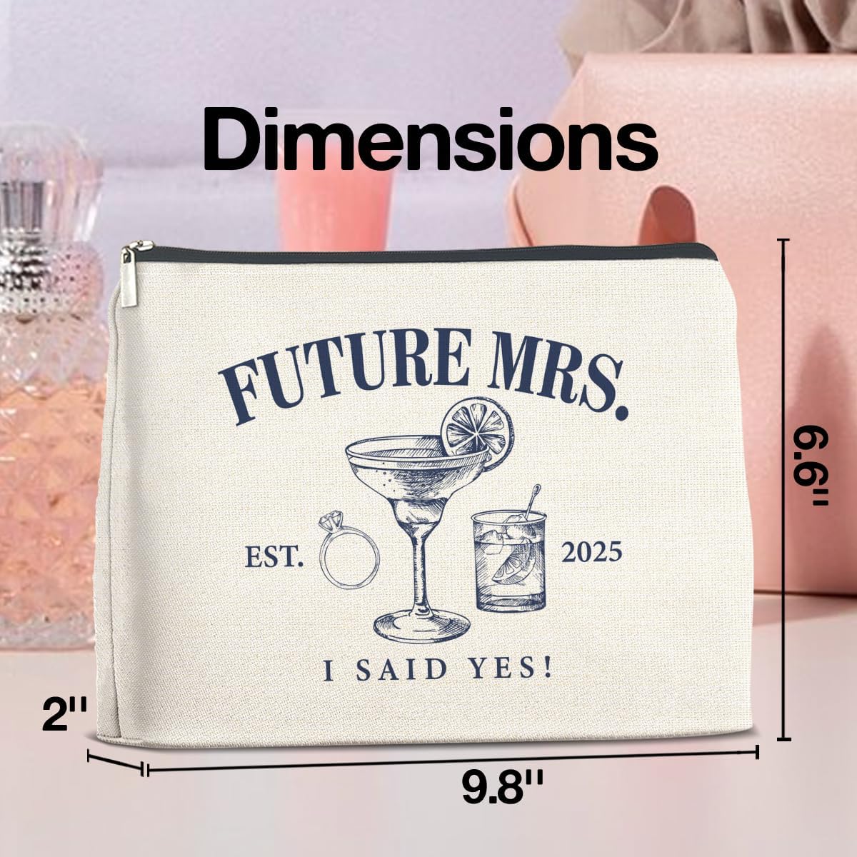 Wedding Bridal Shower Gifts for Bride to Be 2025 Future Mrs Makeup Bag Gifts for Women Wifey Engagement Gifts Cosmetic Bag Zipper Pouch for Bachelorette Party