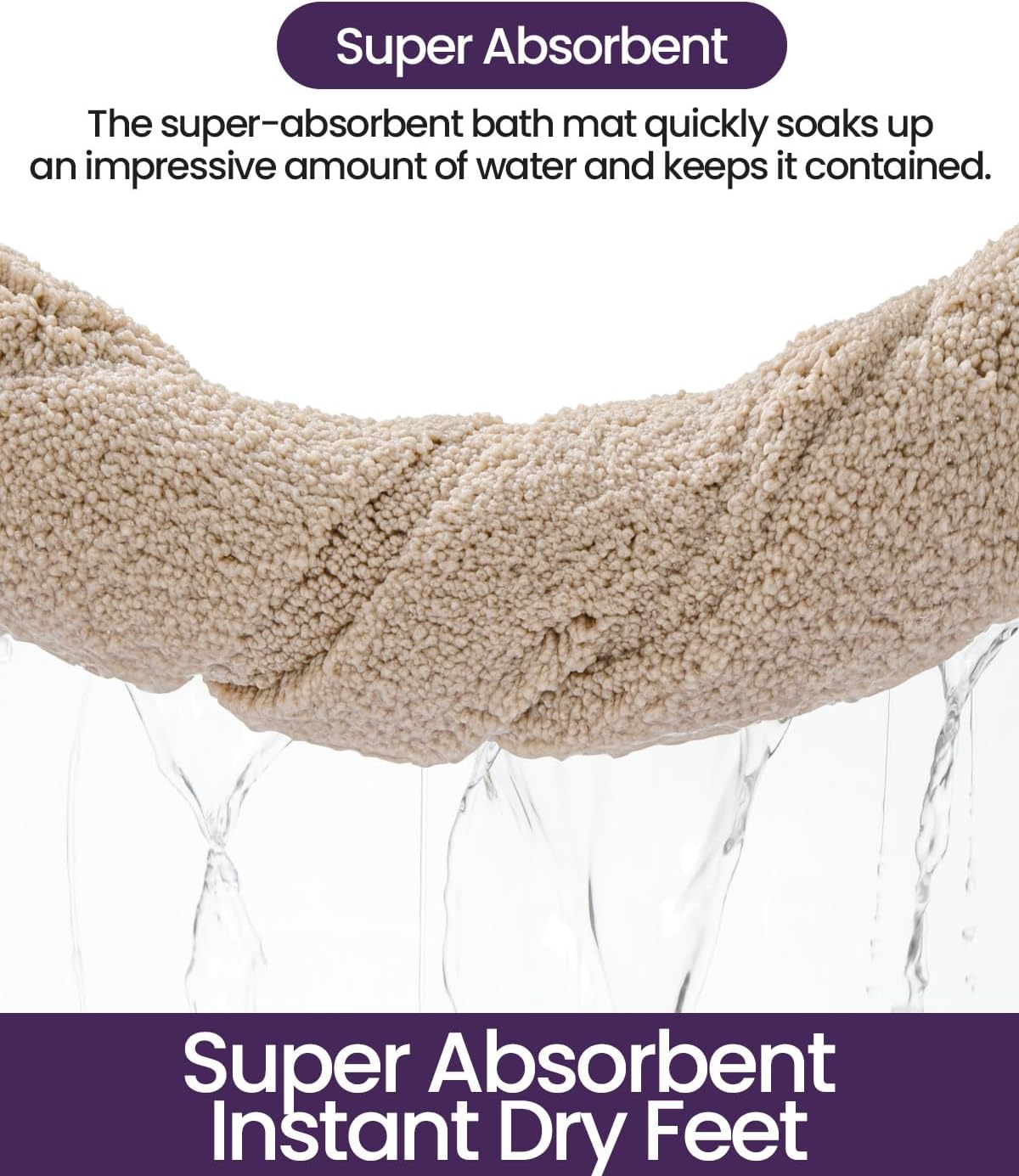 DEXI Bathroom Rugs 36x24, Washable Non Slip Bath Mat for Shower Floor, Absorbent Quick Dry Bathmat with Rubber Backing, Ultra Soft Plush Carpet for Tub, Beige