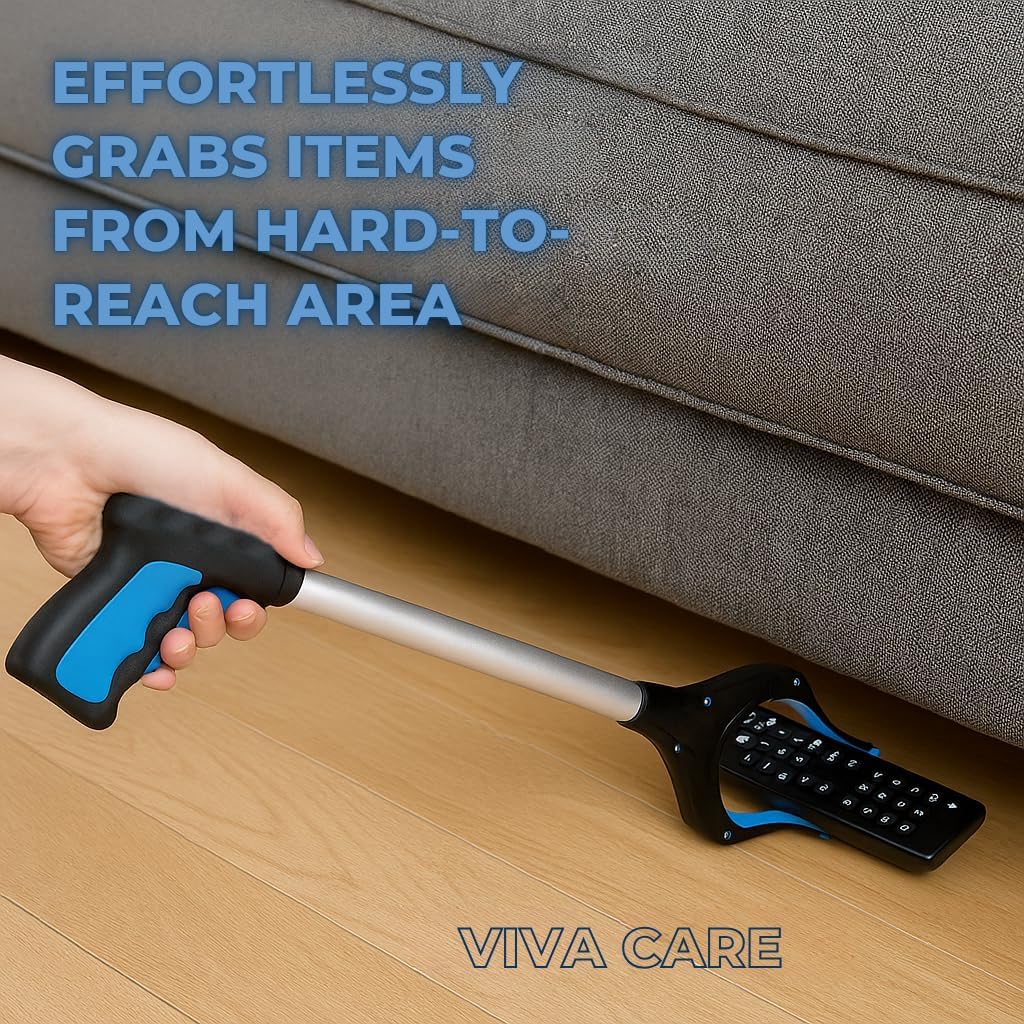 VIVA CARE Grabber Reacher Pickup Tool – Foldable, Lightweight, an Arm Extension for Seniors and Injured [Blue]