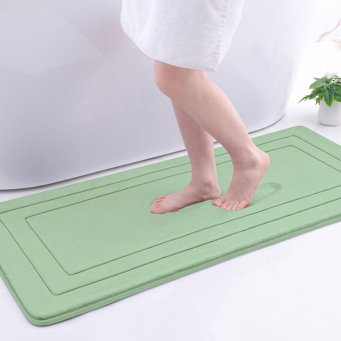 Arotive Memory Foam Bathroom Rug Mat 47x17, Ultra Soft and Absorbent Bath Mat, Machine Wash Dry, Comfortable Bath Rug Carpet for Bathroom Floor, Tub and Shower, Sage Green