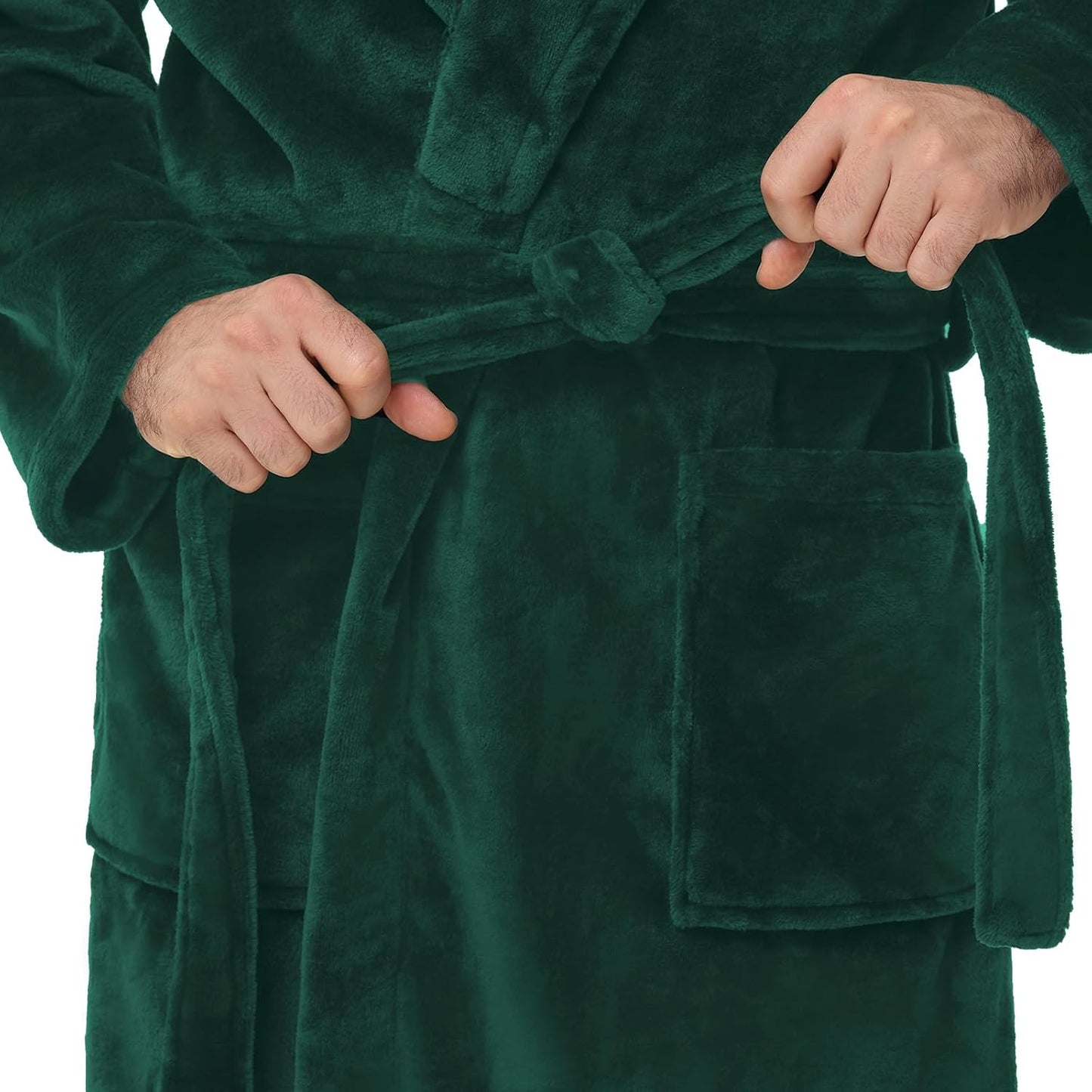 Yurhap Mens Fleece Robe, Soft Plush Robe for Men, Fluffy Bathrobe with Belt & 2 Pockets