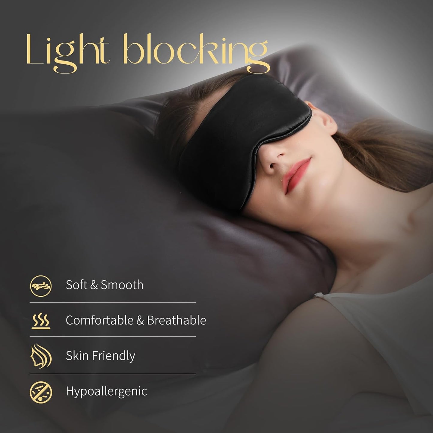 ZIMASILK Adjustable 100% 22 Momme Mulberry Silk Sleep Mask for Sleeping, Filled with Premium Mulberry Silk, Softest & Breathable Blackout Eye Sleeping Mask (Black)