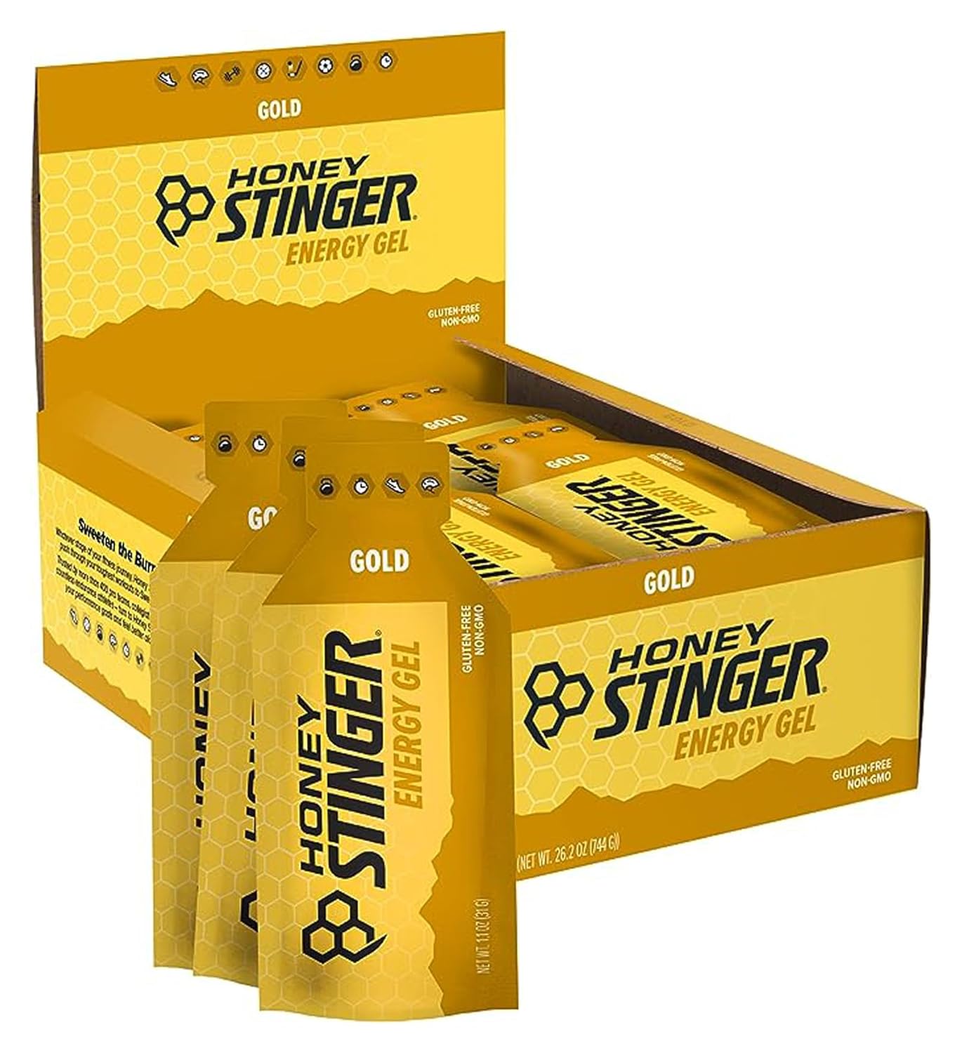 Honey Stinger Gold Energy Gel, Gluten Free & Caffeine Free, for Exercise, Running and Performance, Sports Nutrition for Home & Gym, Pre and Mid Workout, 24 Pack, 26.4 Ounce