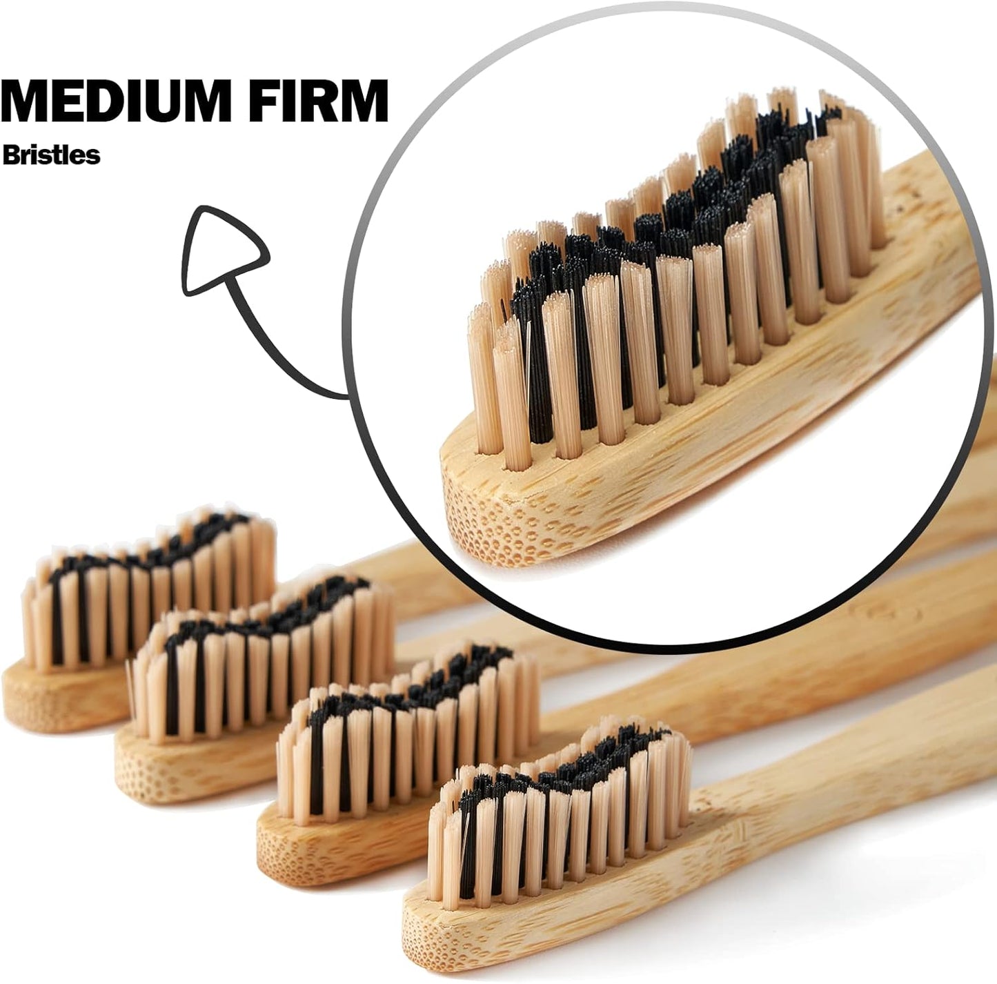 20 Count Bamboo Toothbrushes (Soft+Medium), Natural Wood Toothbrushes Bulk, Eco-Friendly, BPA Free, Biodegradable & Compostable Charcoal Wooden - Reusable Travel Toothbrush