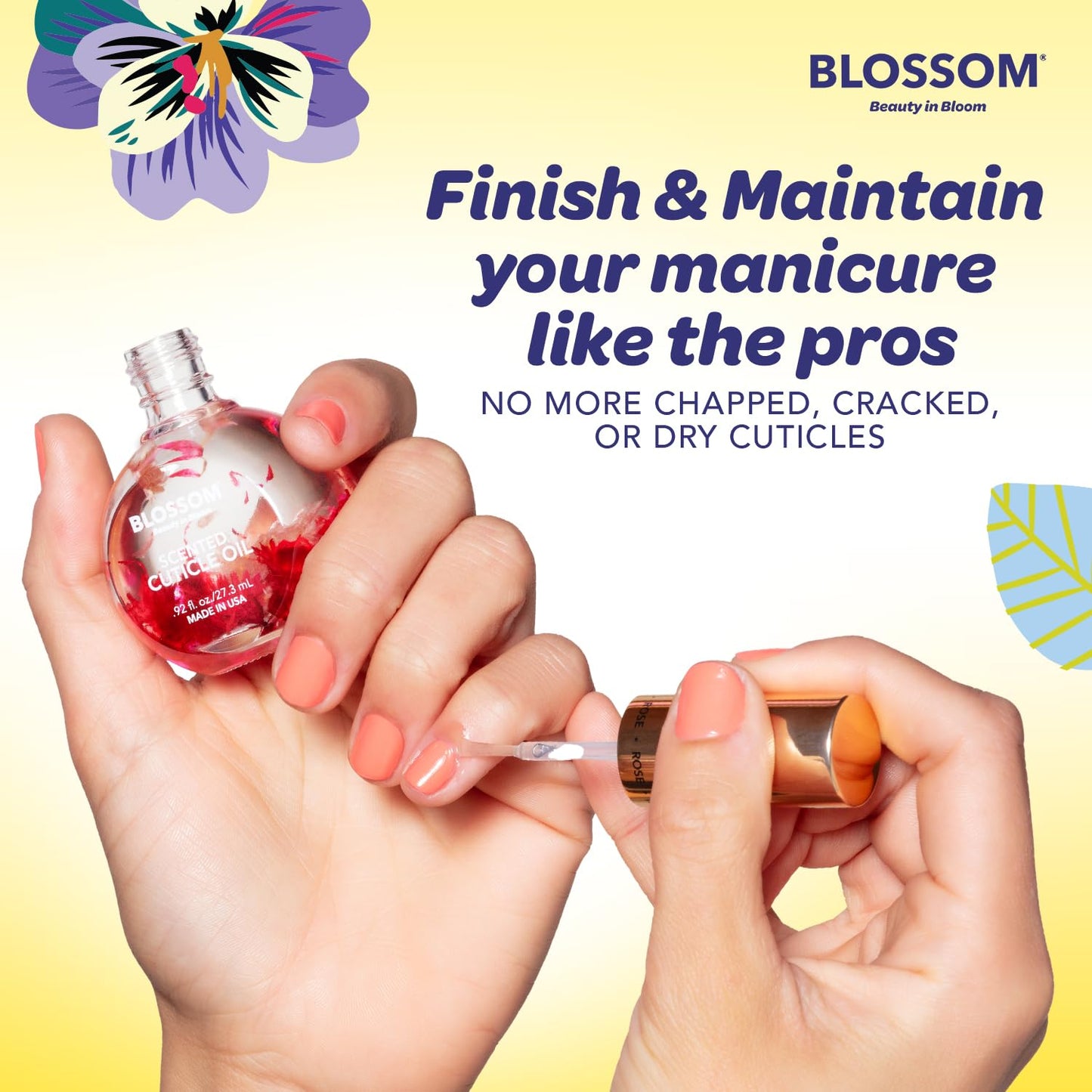 Blossom Cuticle Oil for Nails, Hydrating, Moisturizing, Scented Nail Oil Cuticle Care, Infused with Real Flowers, Made in USA, 0.92 fl. oz, Lily