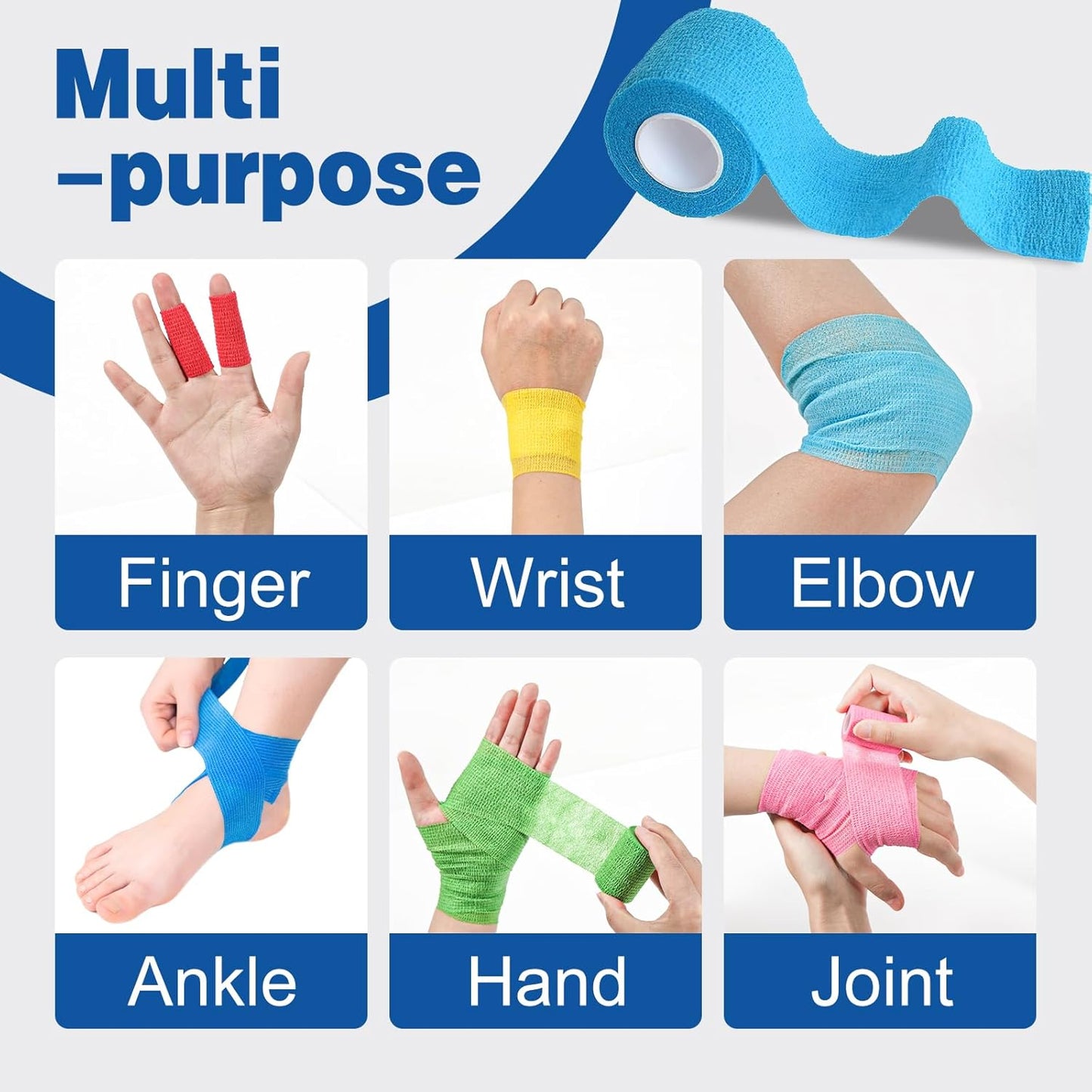 AZEN 40 Pack Self Adhesive Bandage Wrap, 2" X 5 Yards Elastic Cohesive Bandage Wrap, Color Athletic Tape, Vet Wrap, Ankle Tape, Tattoo Grip Tape Wrap