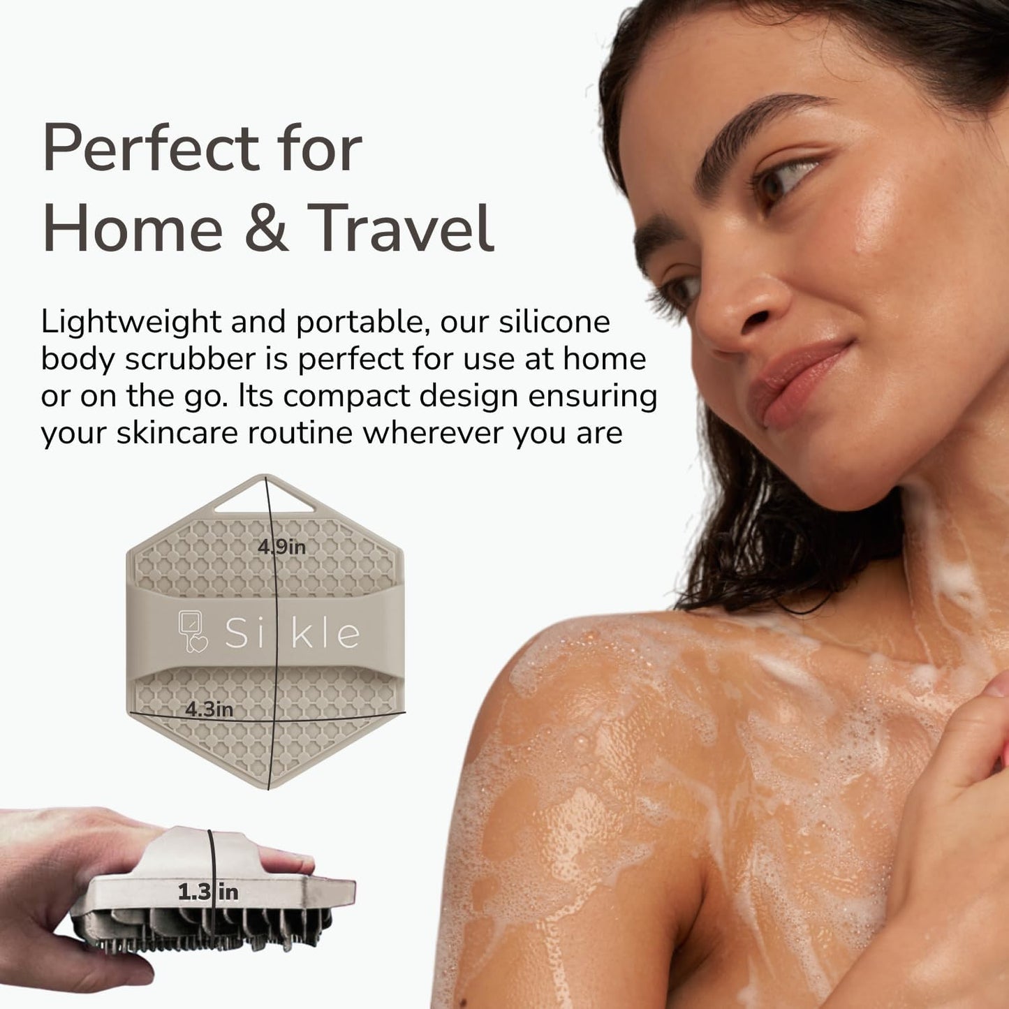 Silicone Body Scrubber - Exfoliating Bath Brush and Skin Cleanser - Shower Sponge for Gentle Body Scrub and Wash - Silicone Scrubbing Care Tool for a Refreshed and Renewed You - Clay