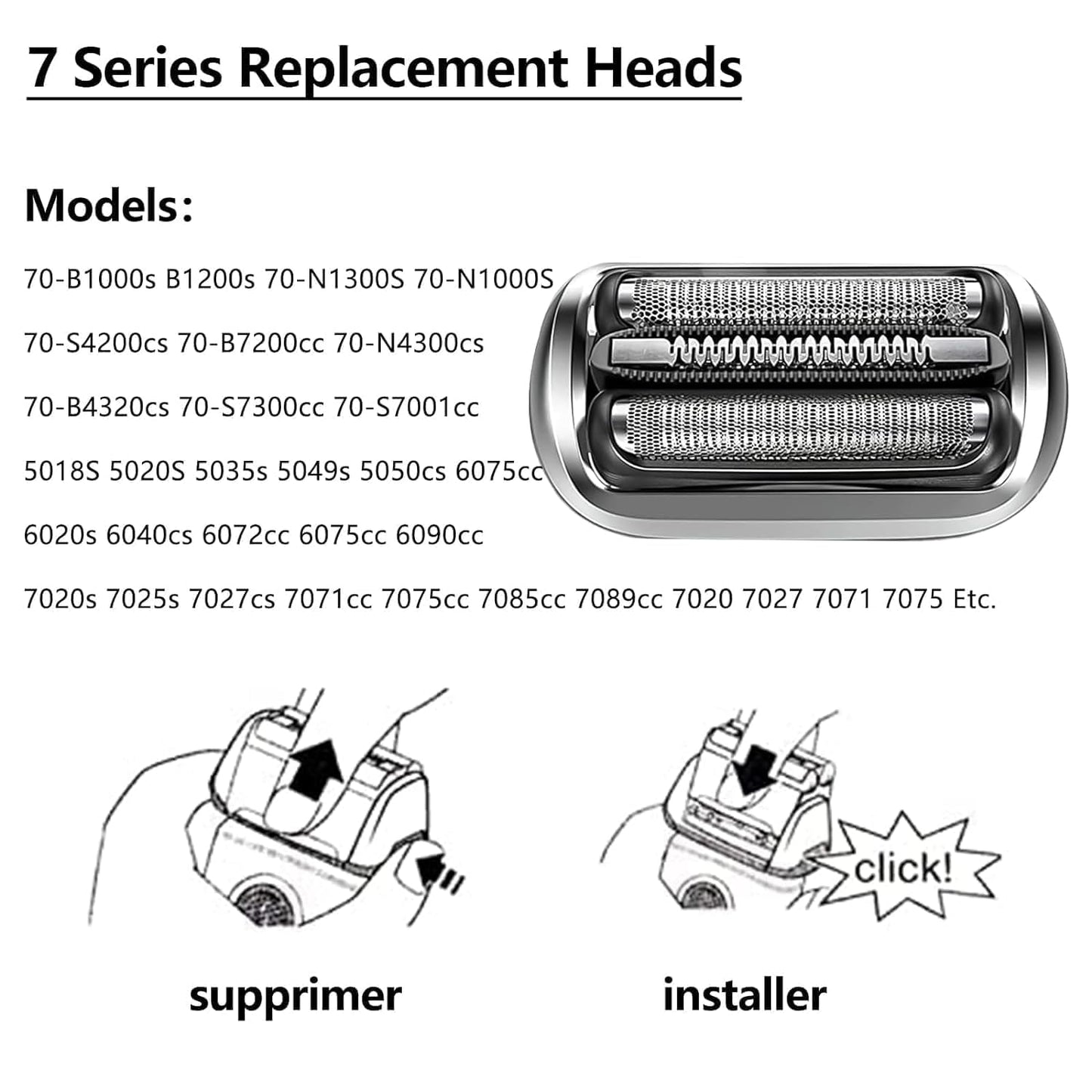 73S Series 7 Replacement Shaver Head Compatible with Braun S7 Replacement Head & for Braun Series 7 360 flex Replacement Head,for Braun Series 7 5764 7020s 7025s 7085cc 7027cs 7071cc