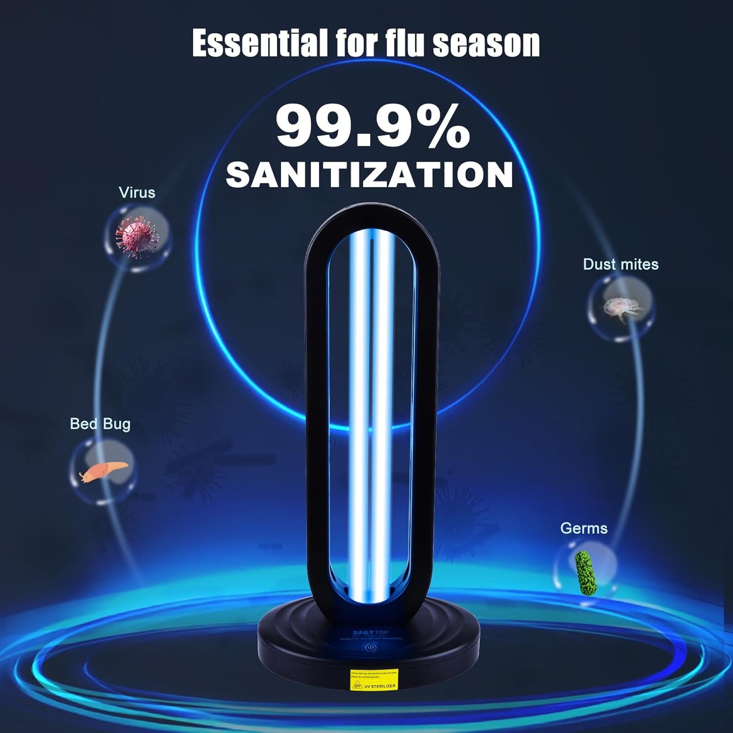 UV Light Sanitizer with Ozone,Ultraviolet Light Sanitizer for Room,UVO Lamp with Remote Control,Home Disinfection Device,15/30/60 Minutes Timer