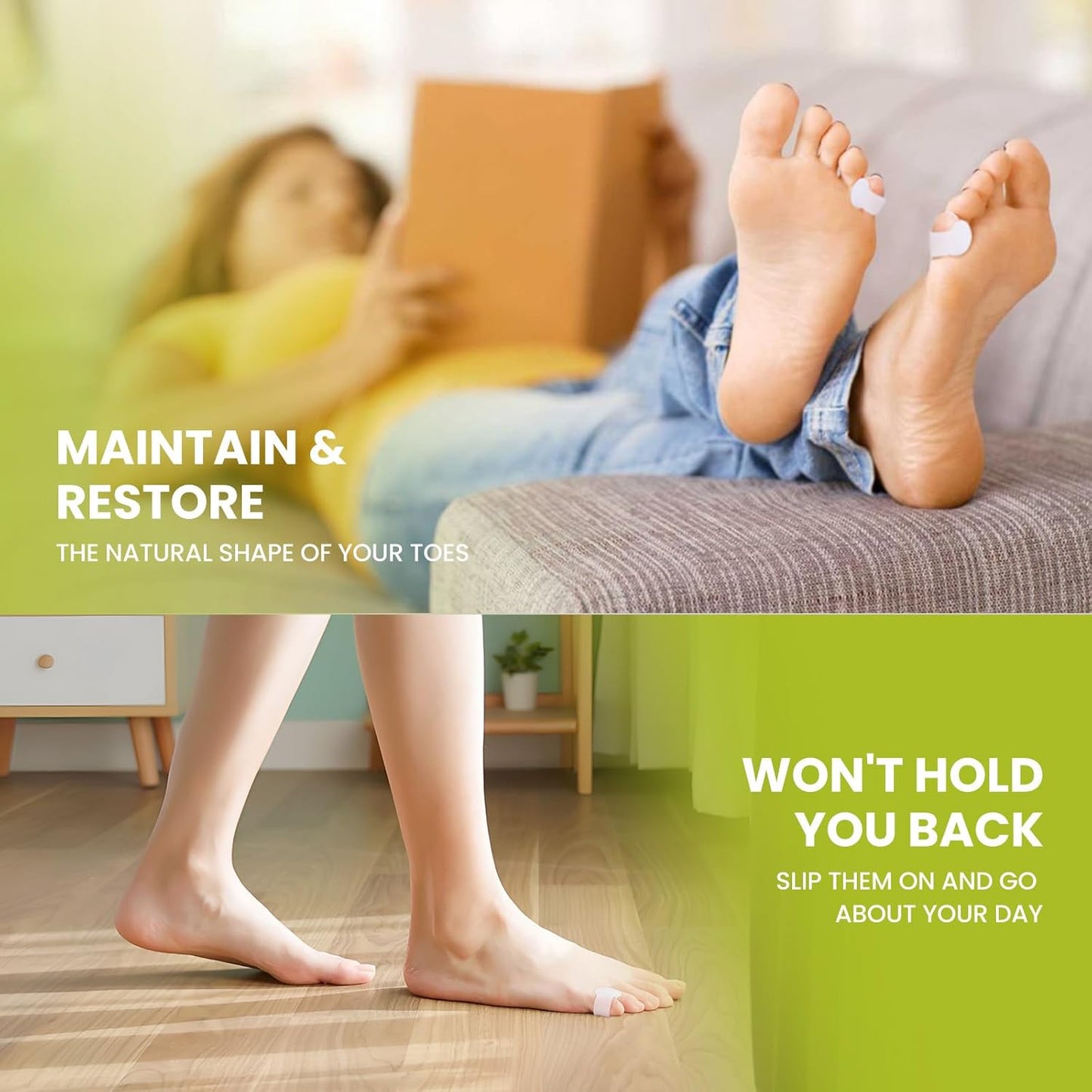 Bukihome Gel Pinky Toe Separators for Women -10 Pack Toe Spacers for Overlapping Toes, Bunions, Toe Alignment, Bunion Relief - Soft Silicone Toe Corrector for Men (Pinky Size)