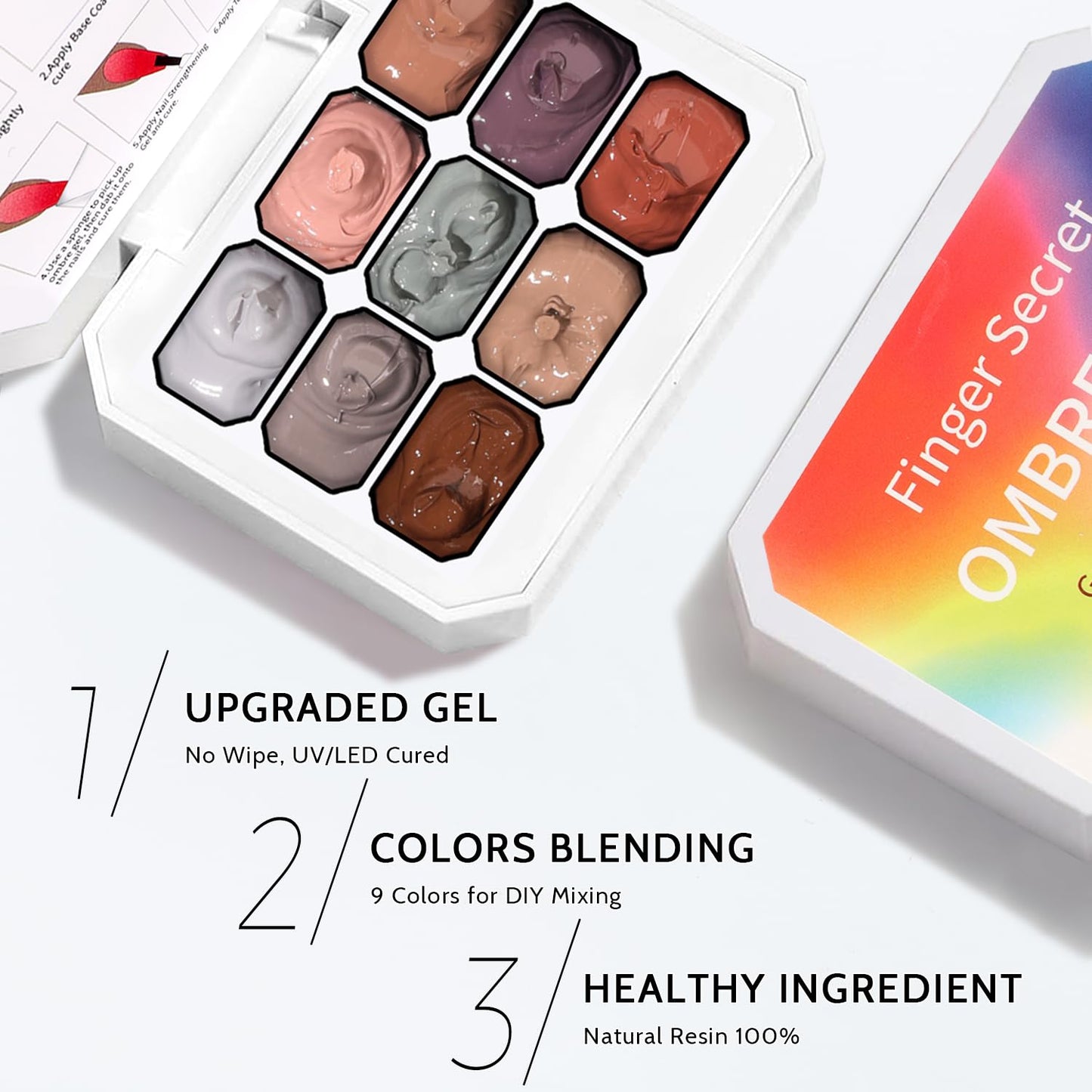 Sponge Pat Paint Nail Gel & Tools Kit, 9 Colors Ombre Nails Gradient Gel Nail Blush Blooming Aura Nails Drawing Stripper Floral Painting Nail Art, No Wipe, UV/LED Curing (9 Colors Set G)