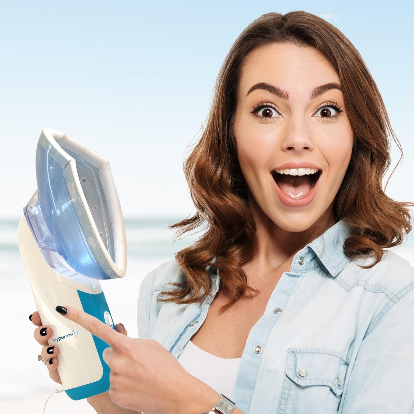 Mypurmist Free Plus Facial Steam Mask - Advanced Relief for Sinus, Allergy, Cold, Cough, and Skincare Needs - Facial Steamer Personal Vaporizer Inhaler Humidifier