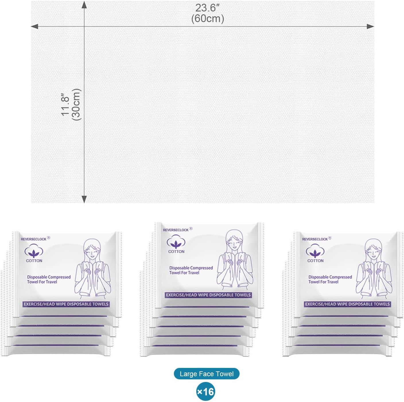 Extra Large 23 x 12 inch Disposable Compressed Towel, 16 Pack Expandable Bulk Travel Towels for Camping, Hiking, Gym, Face & Body, Lightweight Portable Reusable