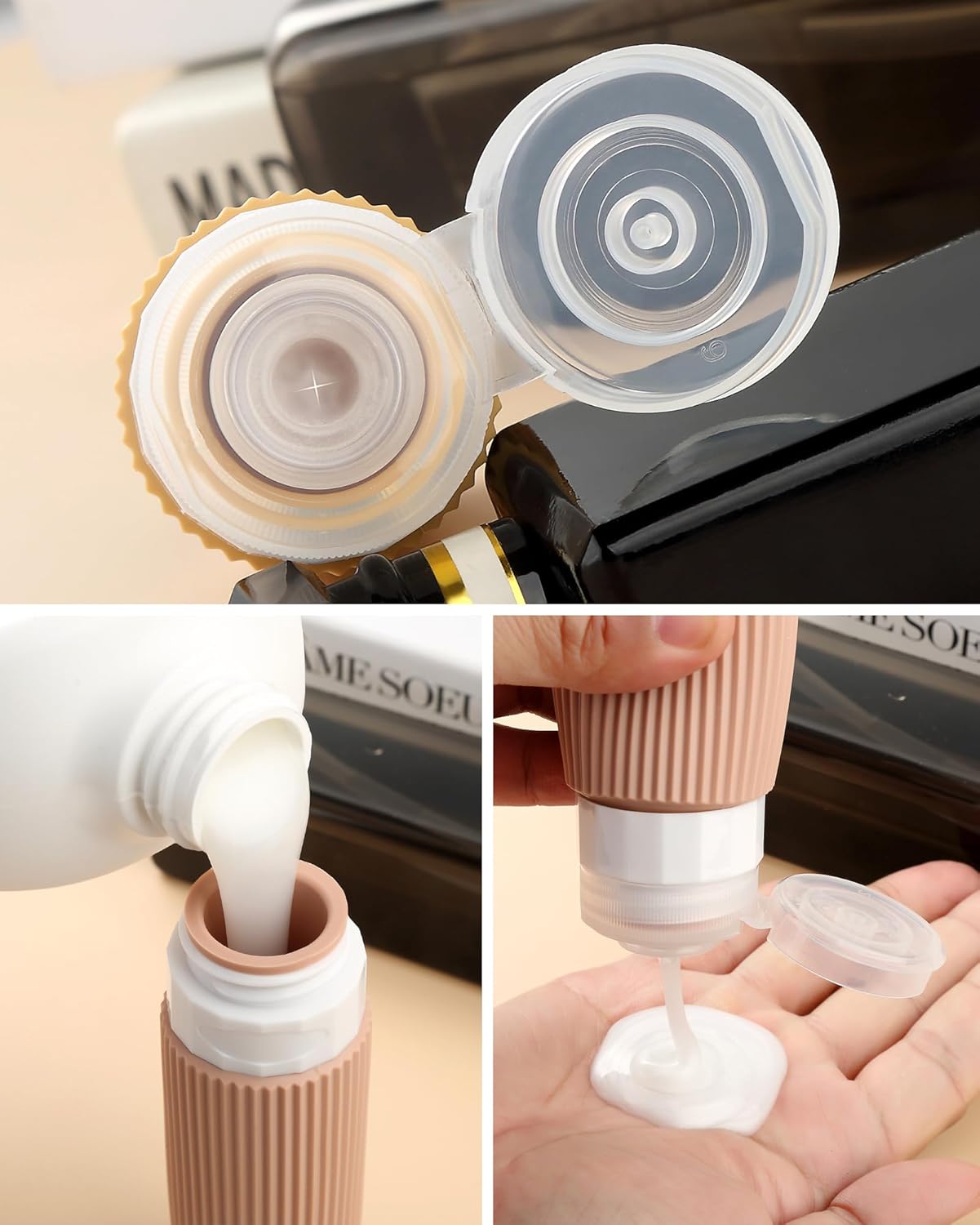 Travel Bottles 8 Pack, TSA Approved 3 oz Toiletries Containers, Leak Proof Silicone Squeezable Essentials Jars with Clear Bag