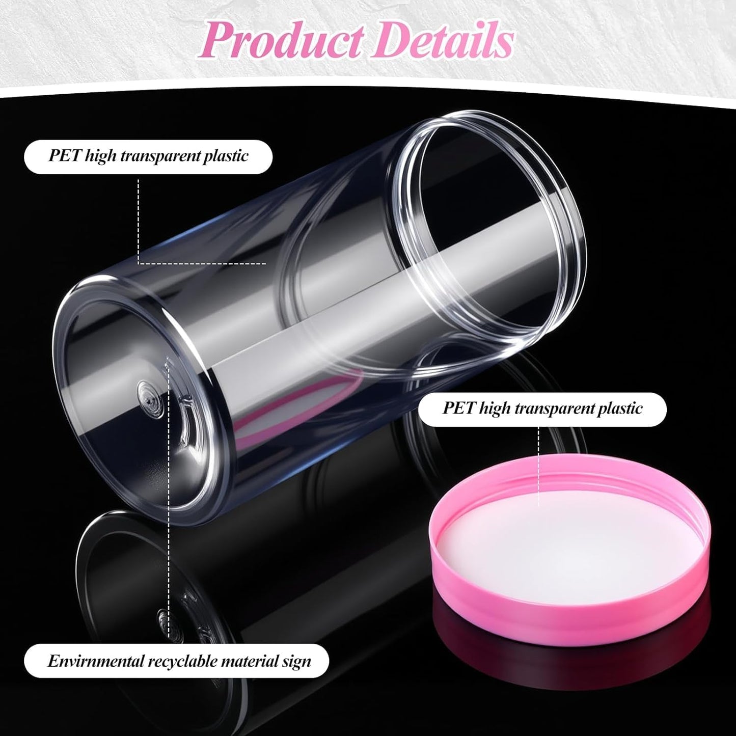 SATINIOR 12 Pack 32 oz Plastic Container Jars with Lids Round Clear Travel Cosmetic Container Slime Jars for Toiletries, Lotion, Cream, Ointments, Makeup, Rhinestone, Samples, Kitchen Storage(Pink)