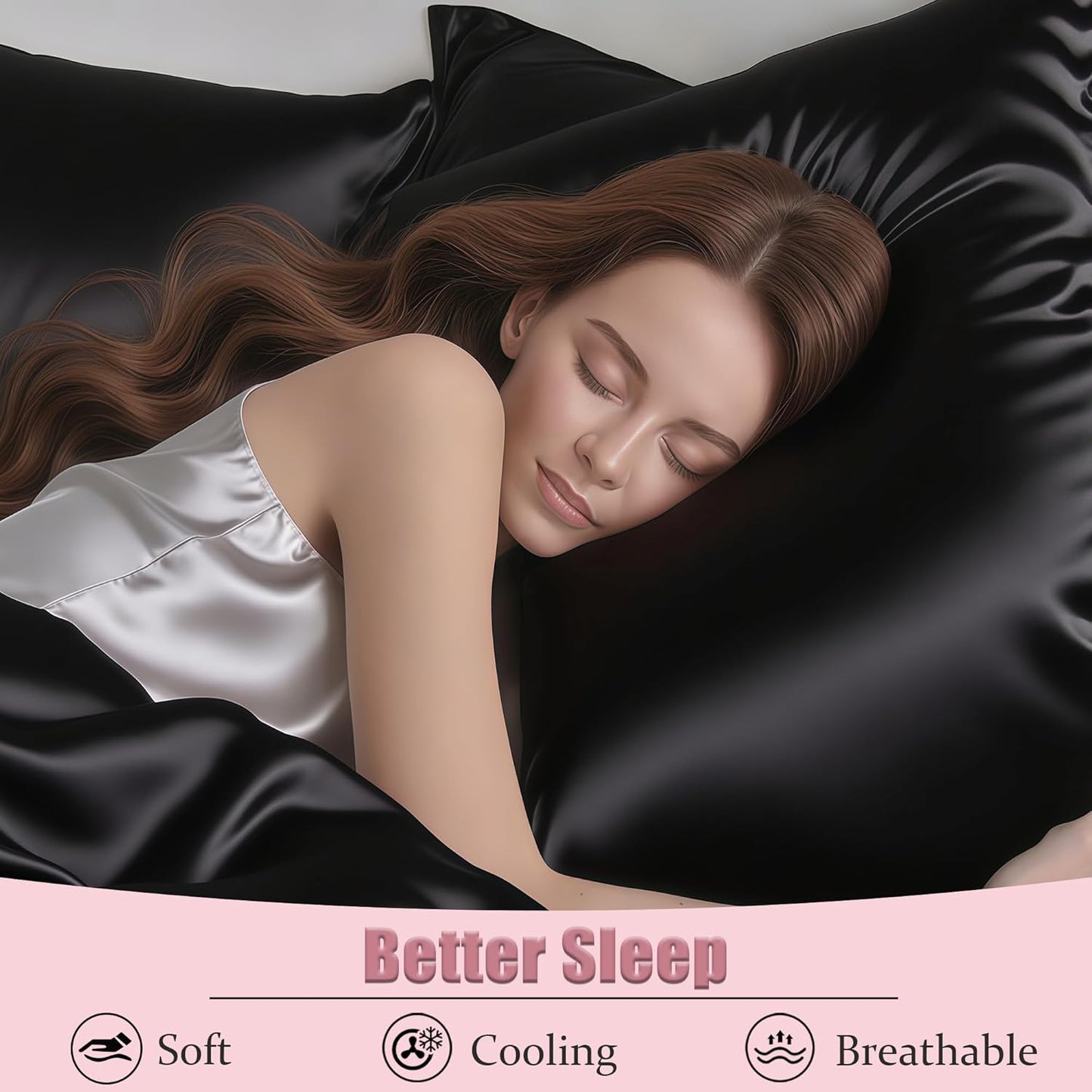 Mulberry Silk Pillow Cases Queen Size Set of 2, Ultra Smooth Soft Breathable Cooling Pillow Cases for Hot Sleepers, Silk Satin Pillowcases 2 Pack with Zipper for Hair and Skin, Gifts for Women